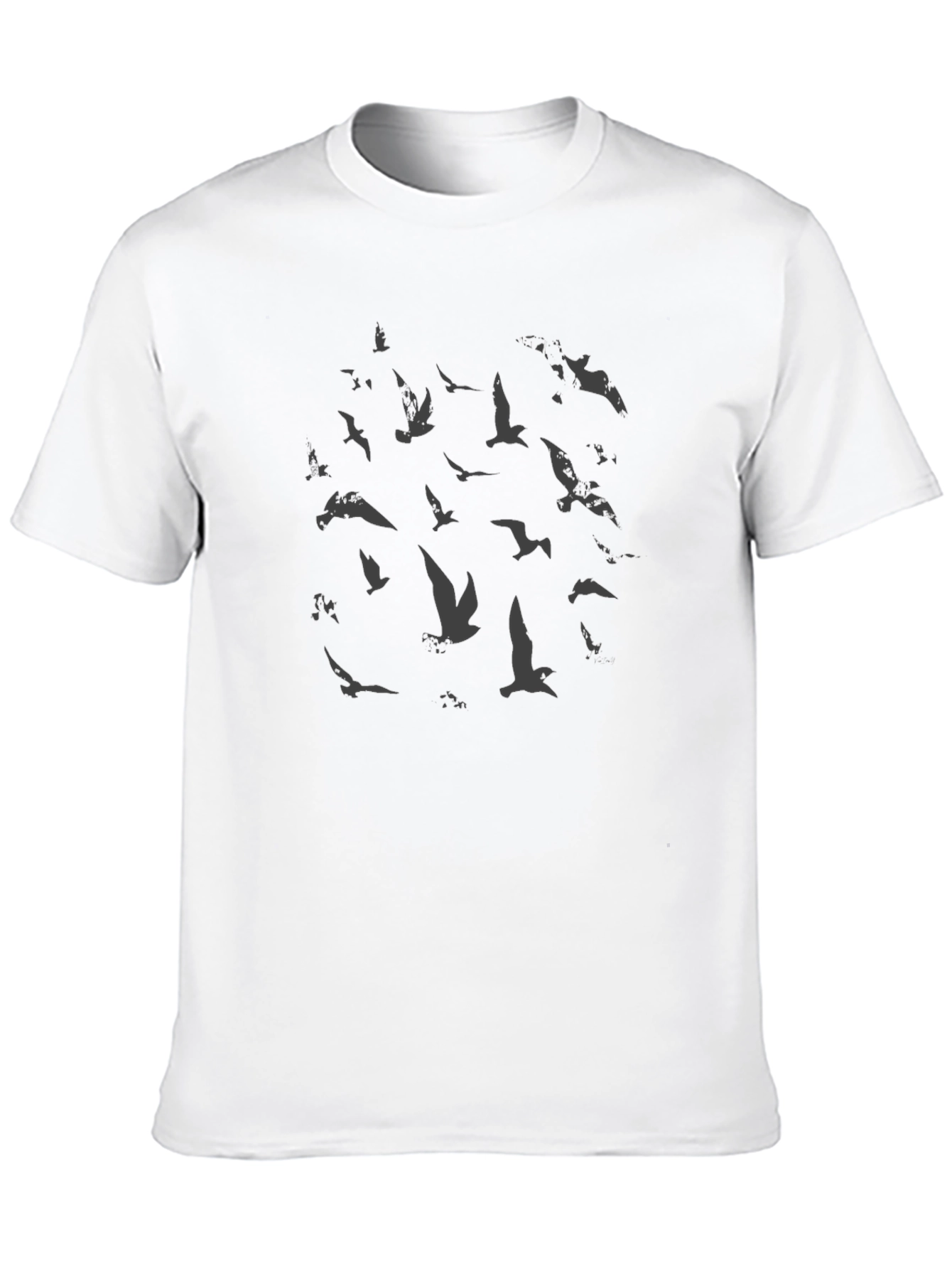 Black Flock of Birds Graphic Print Black T-Shirt view 10