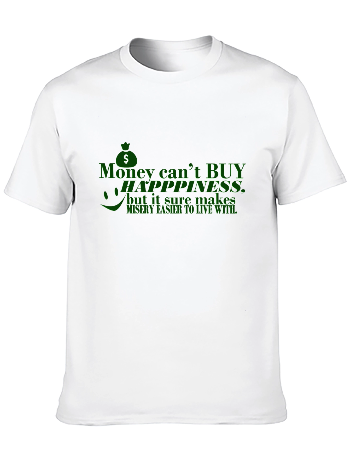 Black Funny Money Can't Buy Happiness T-Shirt view 10