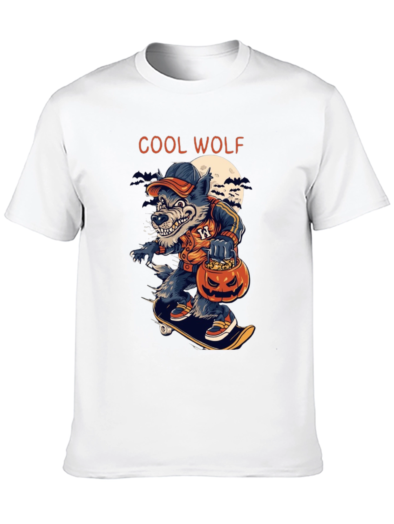 Black Cool Wolf Halloween Skateboard T-Shirt view 10