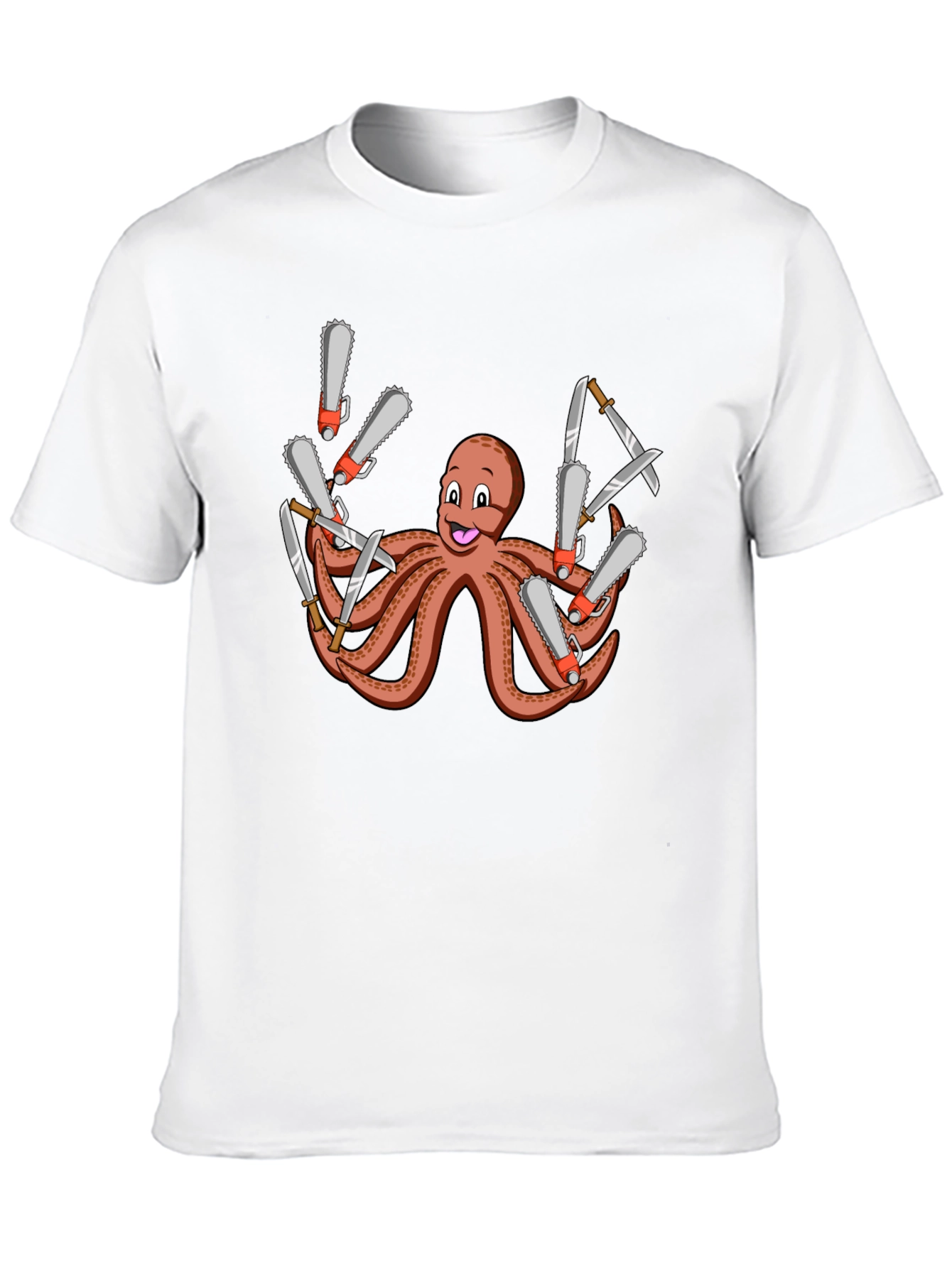 Black Octopus Chainsaw & Knife T-Shirt - Men's Black Tee view 10
