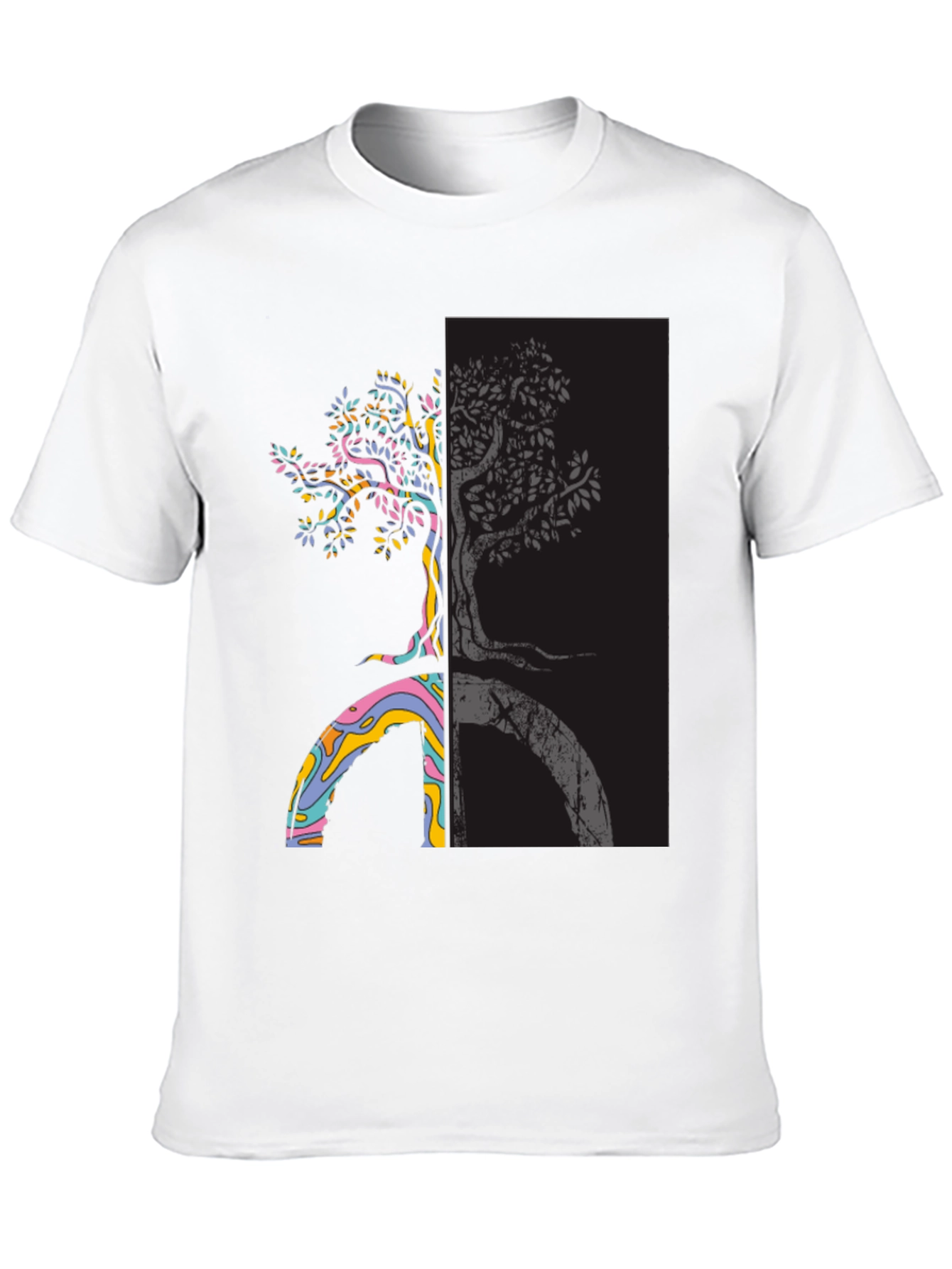 Black Yin Yang Tree Peace Sign T-Shirt view 10