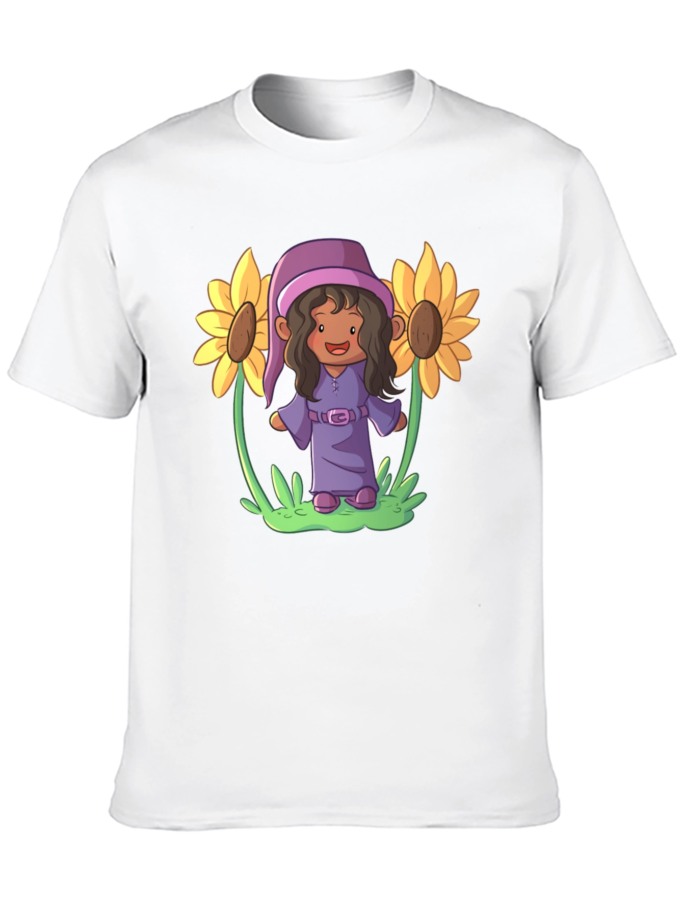 Black Sunflower Gnome Graphic Tee - Black Cotton Blend view 10