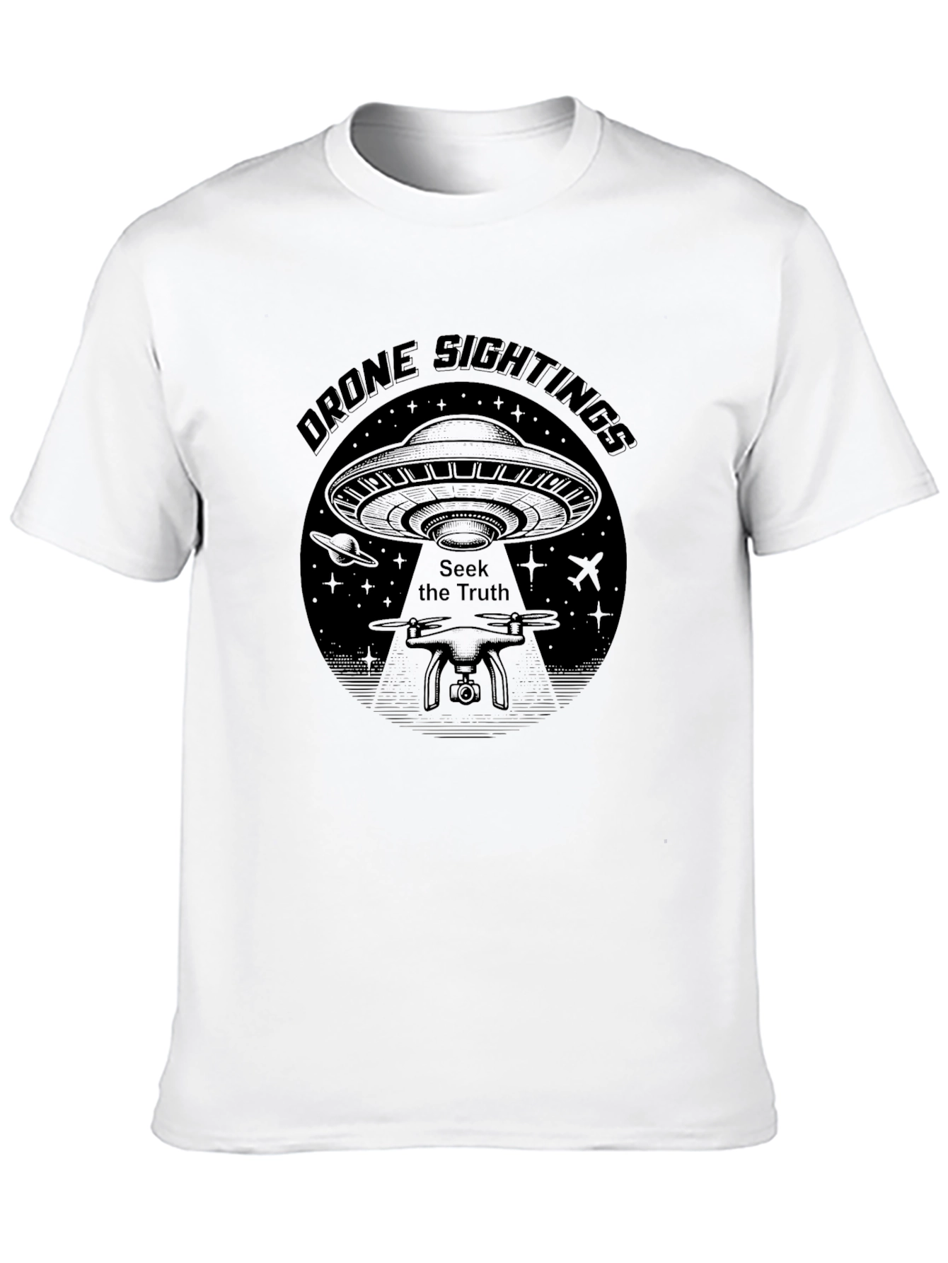 Drone Sightings Graphic Tee - Seek the Truth UFO T-Shirt - 10