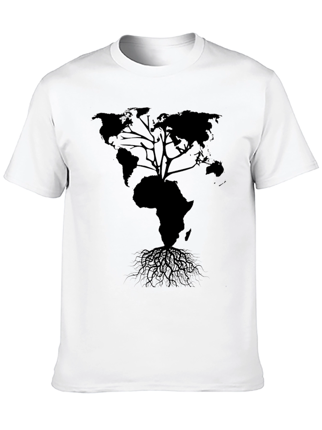 Black World Map Tree T-Shirt - Black view 10
