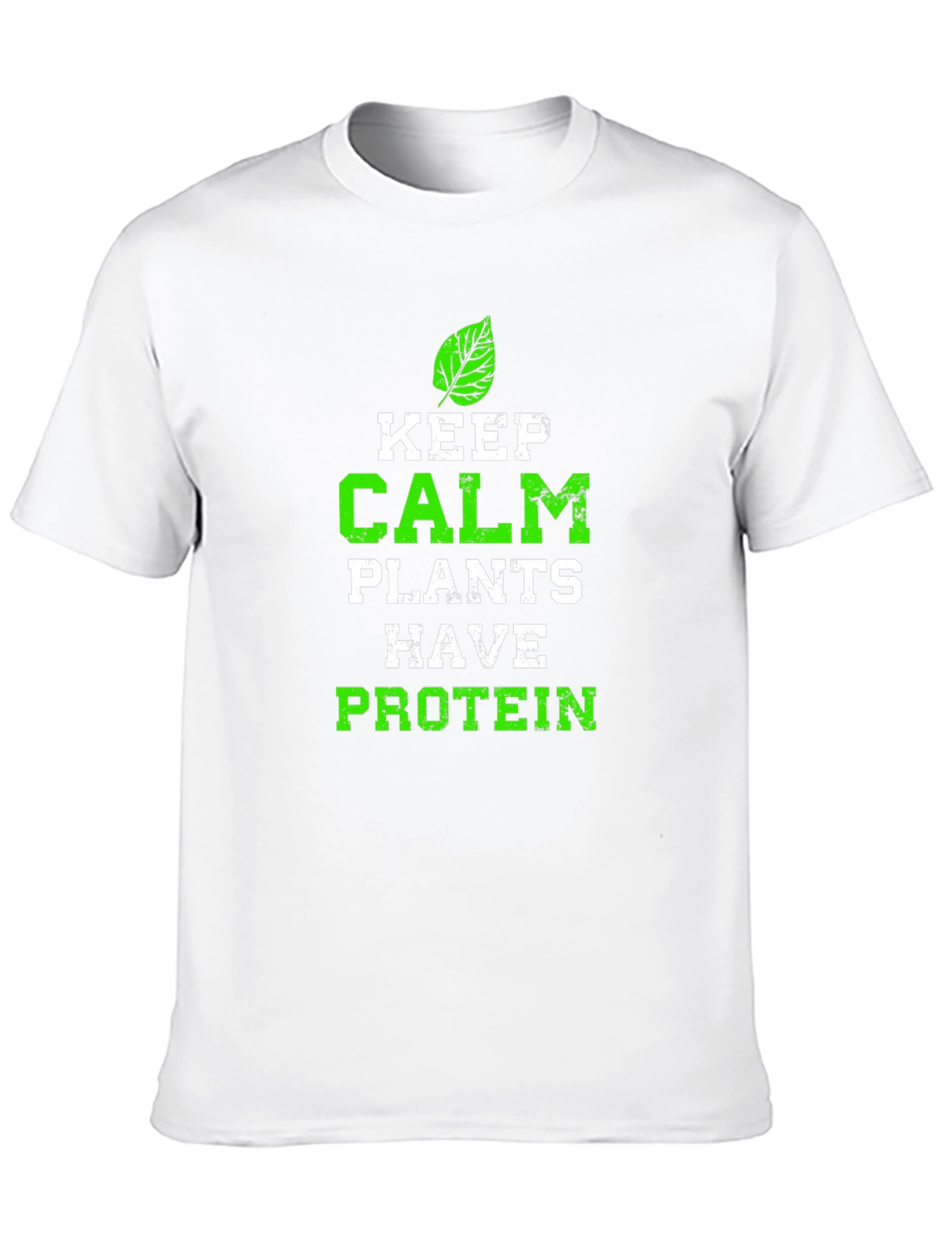 Black Keep Calm Plants Have Protein Graphic Tee view 10