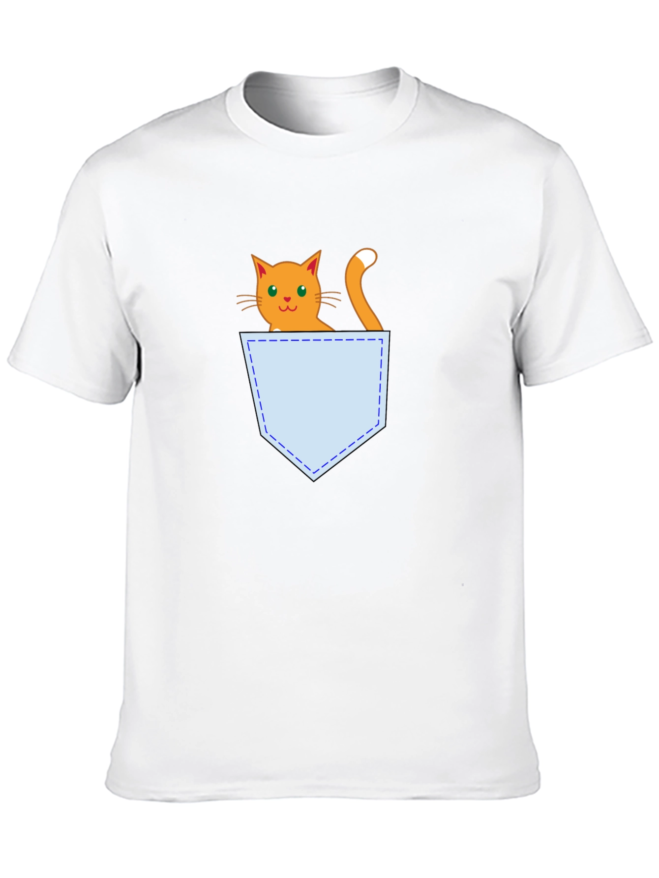 Black Cute Cat Pocket T-Shirt - Black Graphic Tee view 10