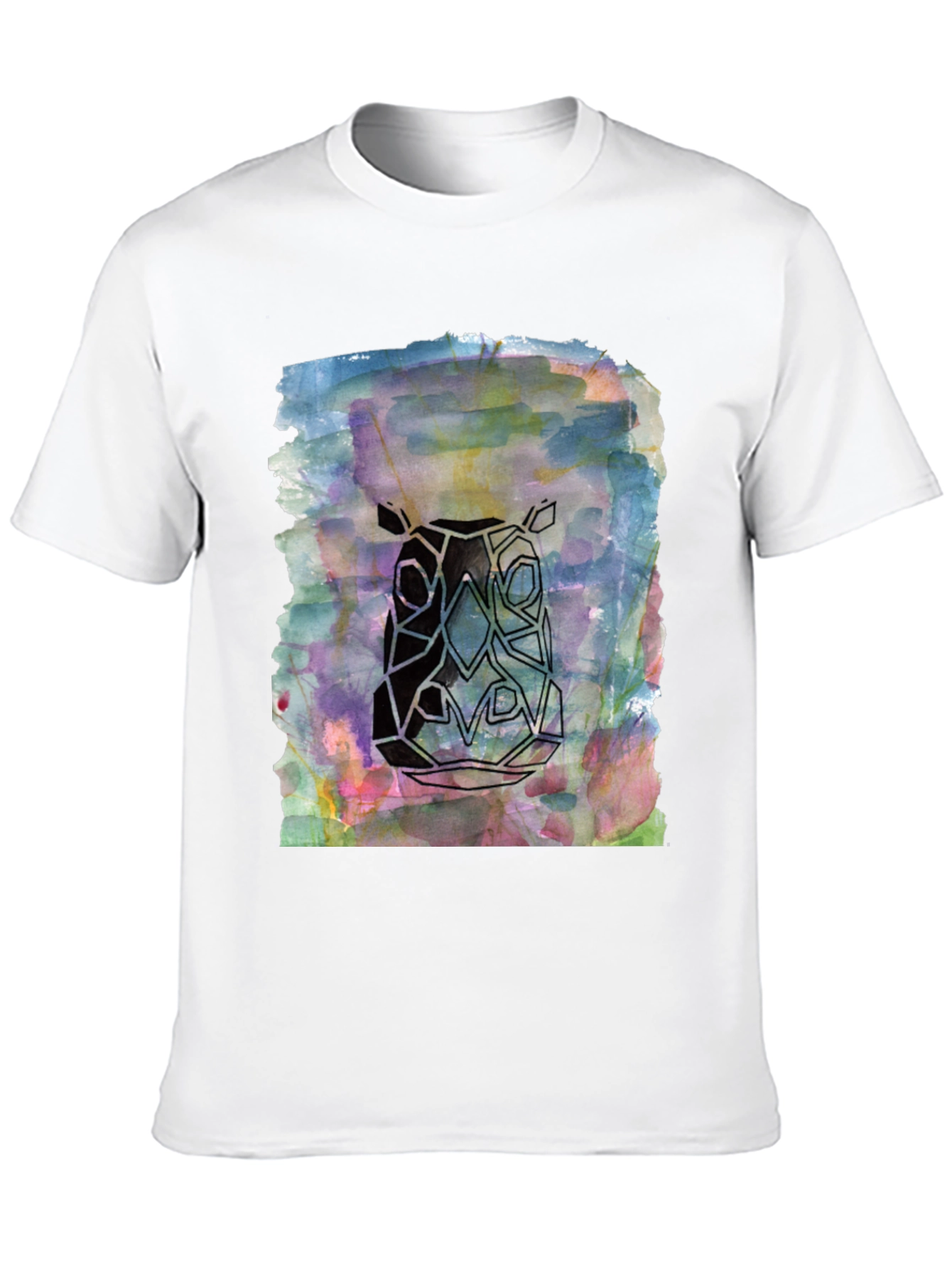 Black Abstract Rhino Graphic Tee - Men's Black T-Shirt view 10