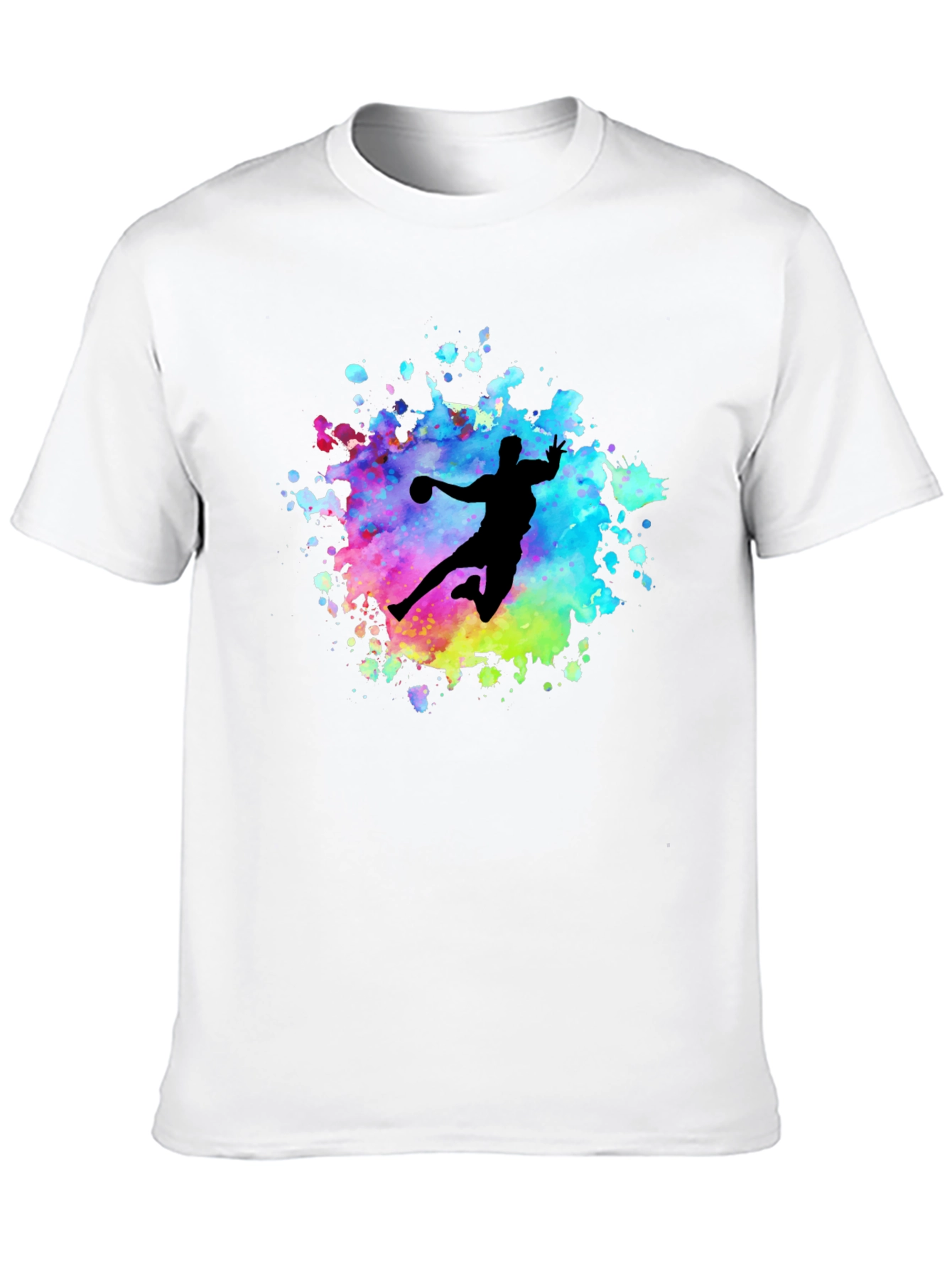 Black Watercolor Handball Player T-Shirt - Black view 10