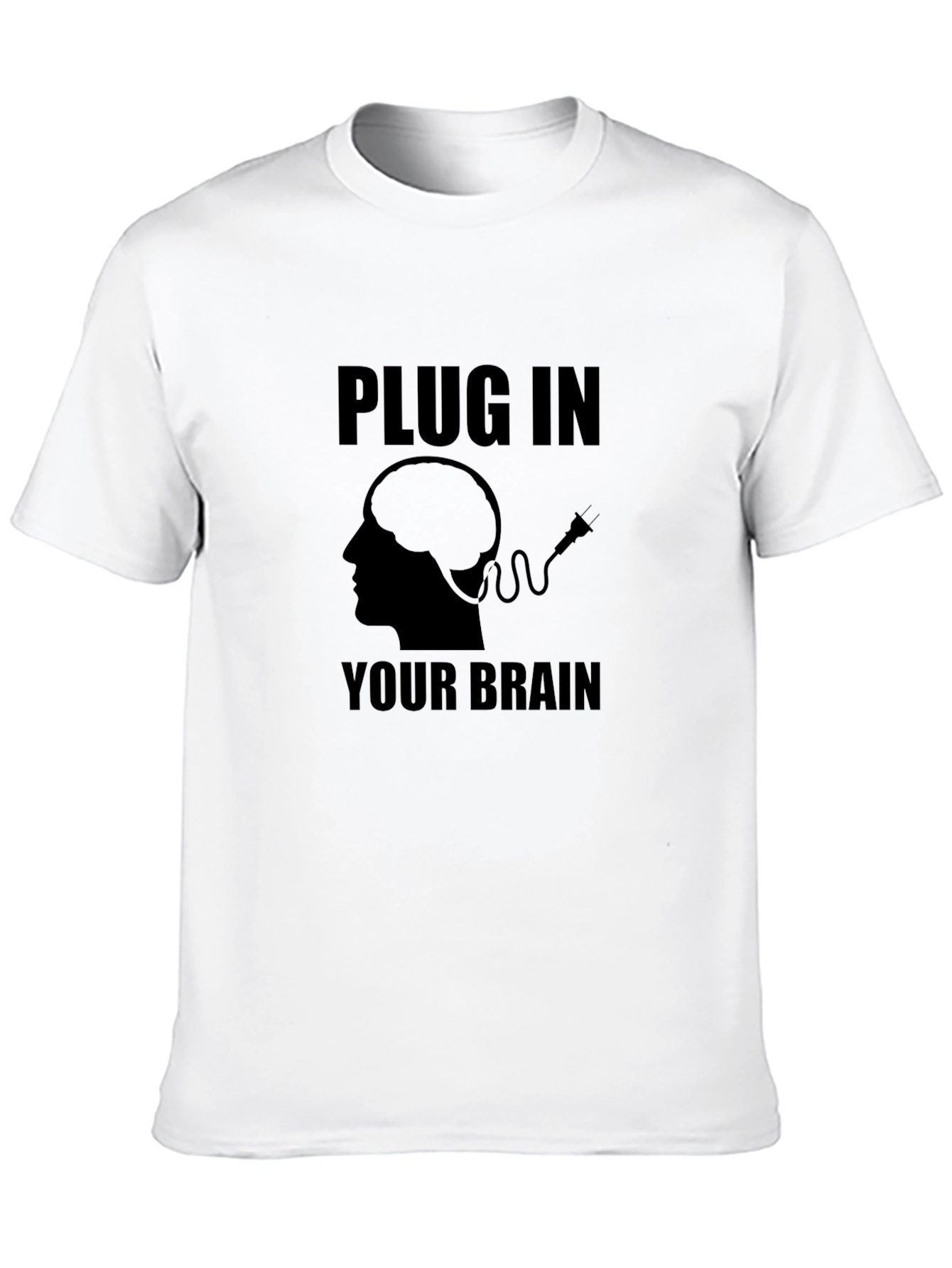 Black Plug In Your Brain Graphic T-Shirt - Unique Design view 10