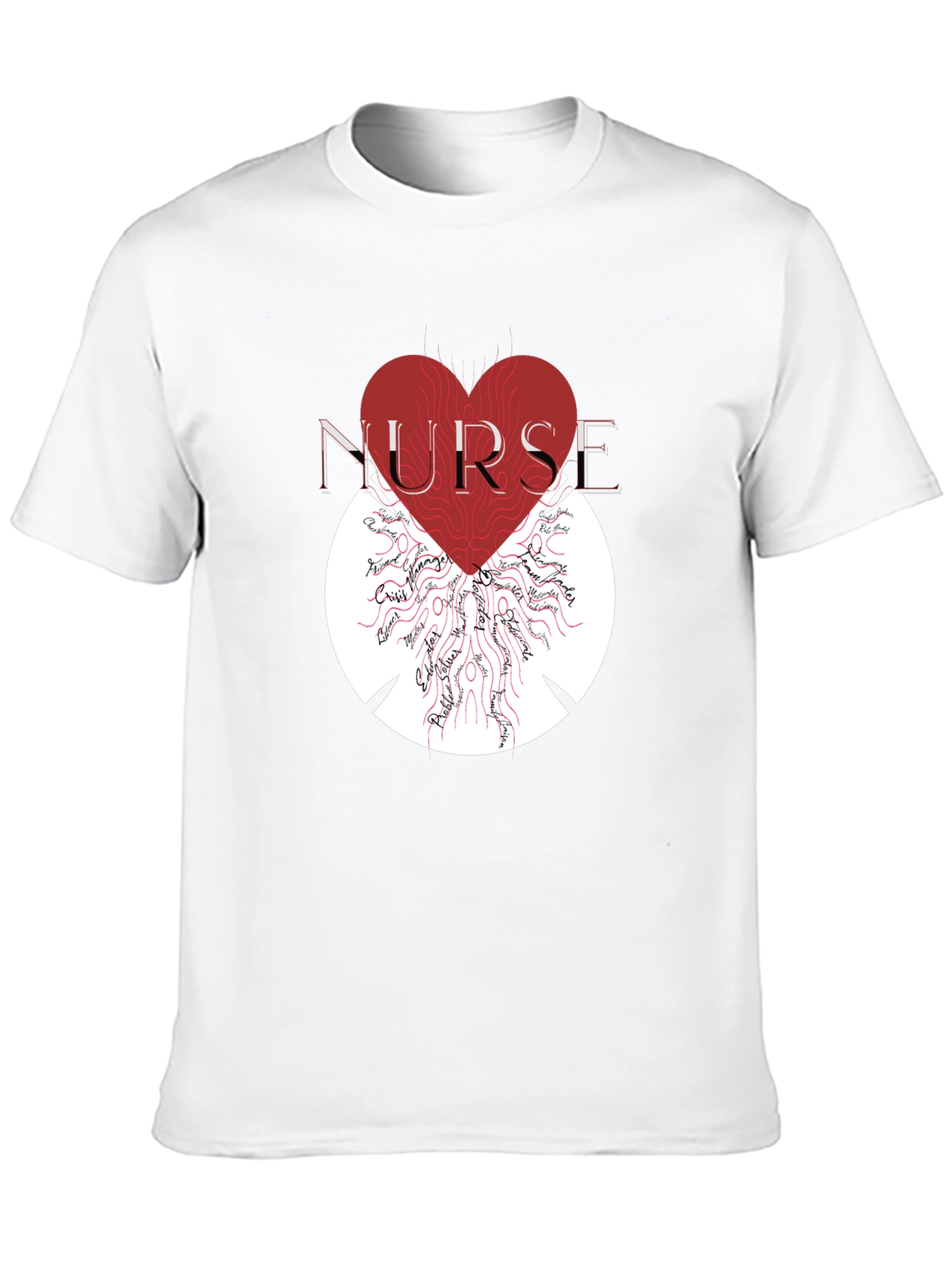 Black Nurse Heart Graphic T-Shirt - Unisex view 10