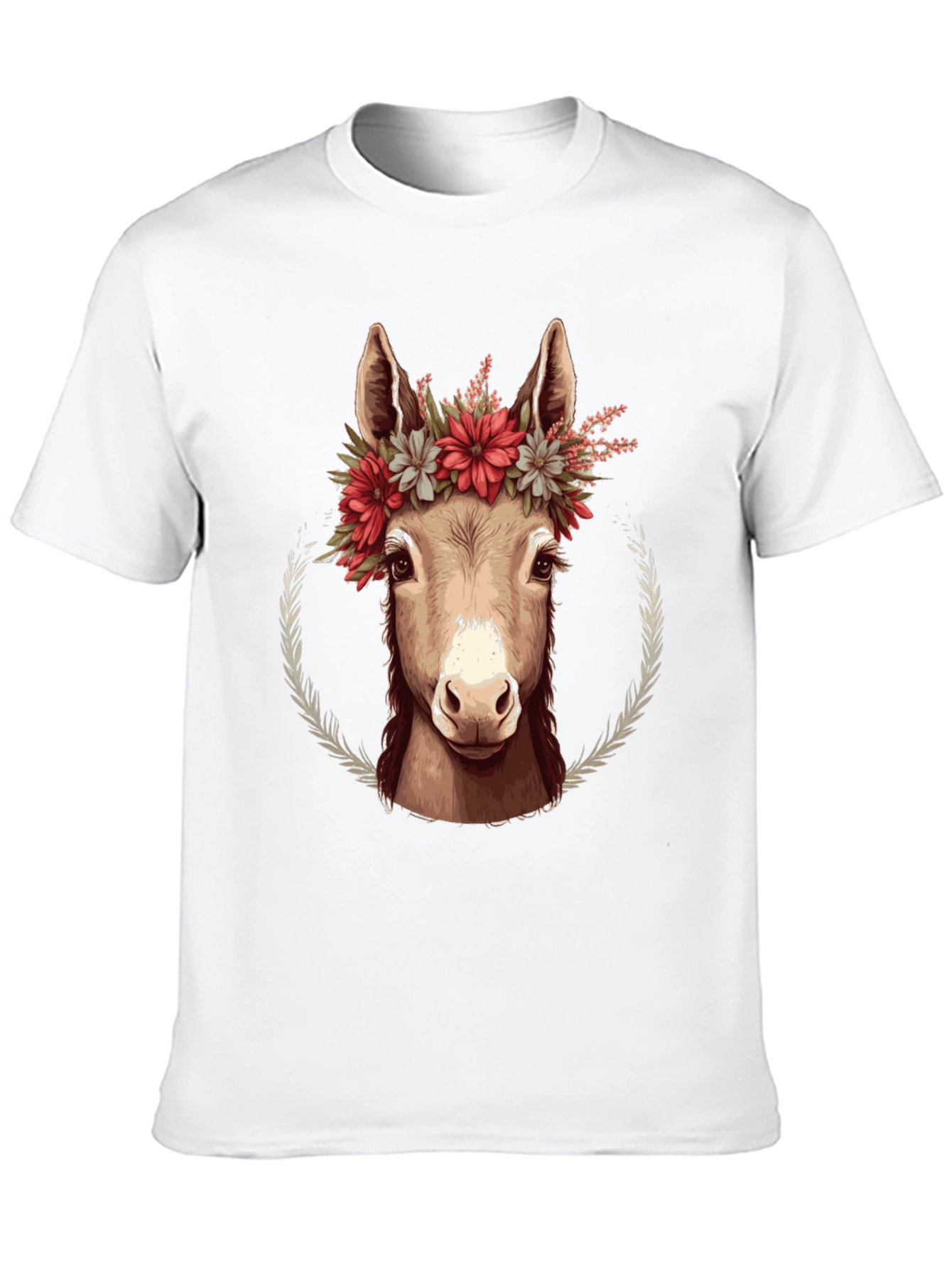 Black Donkey Floral Wreath Graphic Tee - Cute Animal Lover Shirt view 10