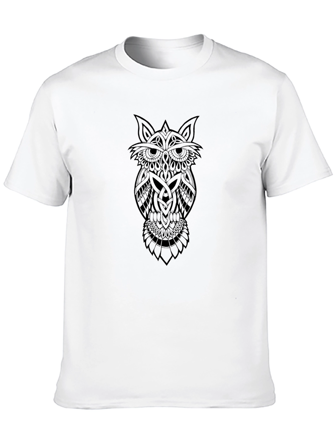 Black Celtic Owl Graphic Tee - Black Cotton view 10