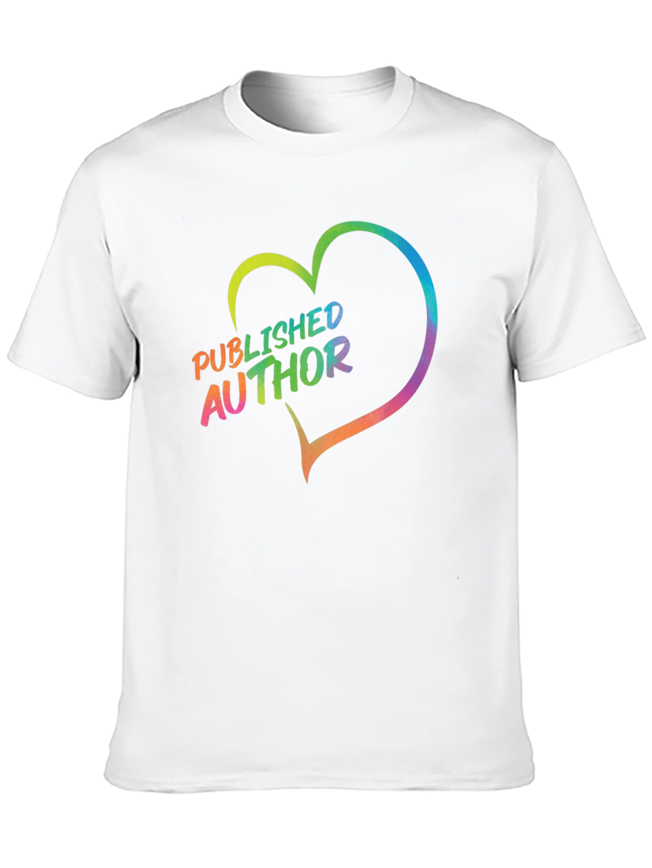 Black Published Author Rainbow Heart T-Shirt view 10