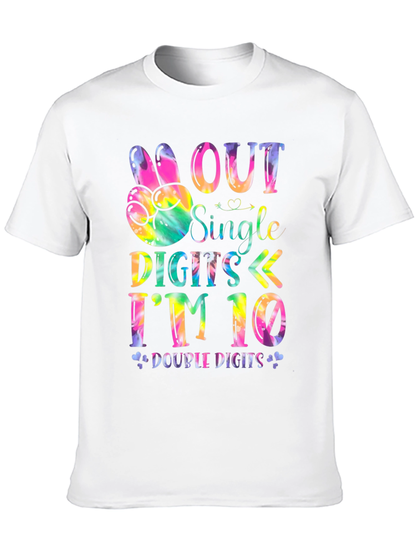 Black Peace Out Single Digits I'm 10 - Tie Dye Birthday Tee view 10