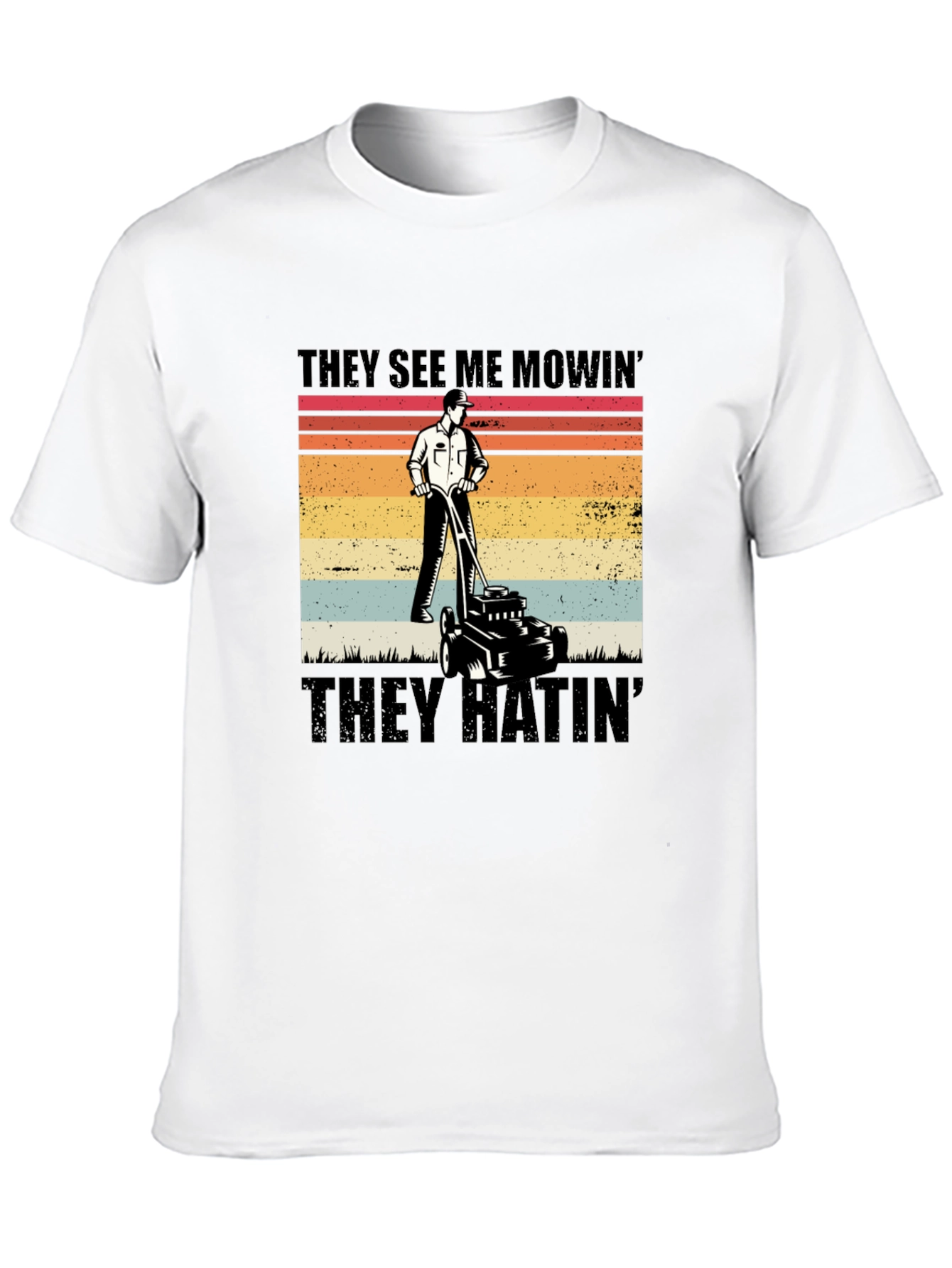 Black They See Me Mowin' Black T-Shirt view 10