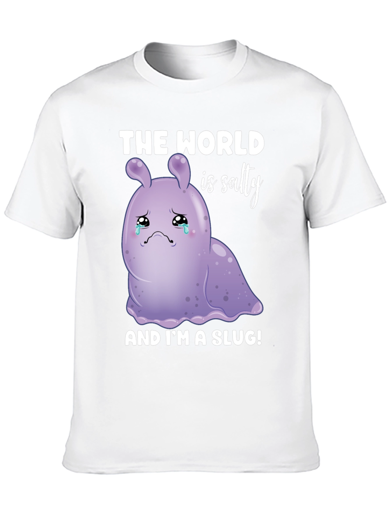 Black Salty Slug Graphic Tee - Sad Cartoon T-Shirt view 10