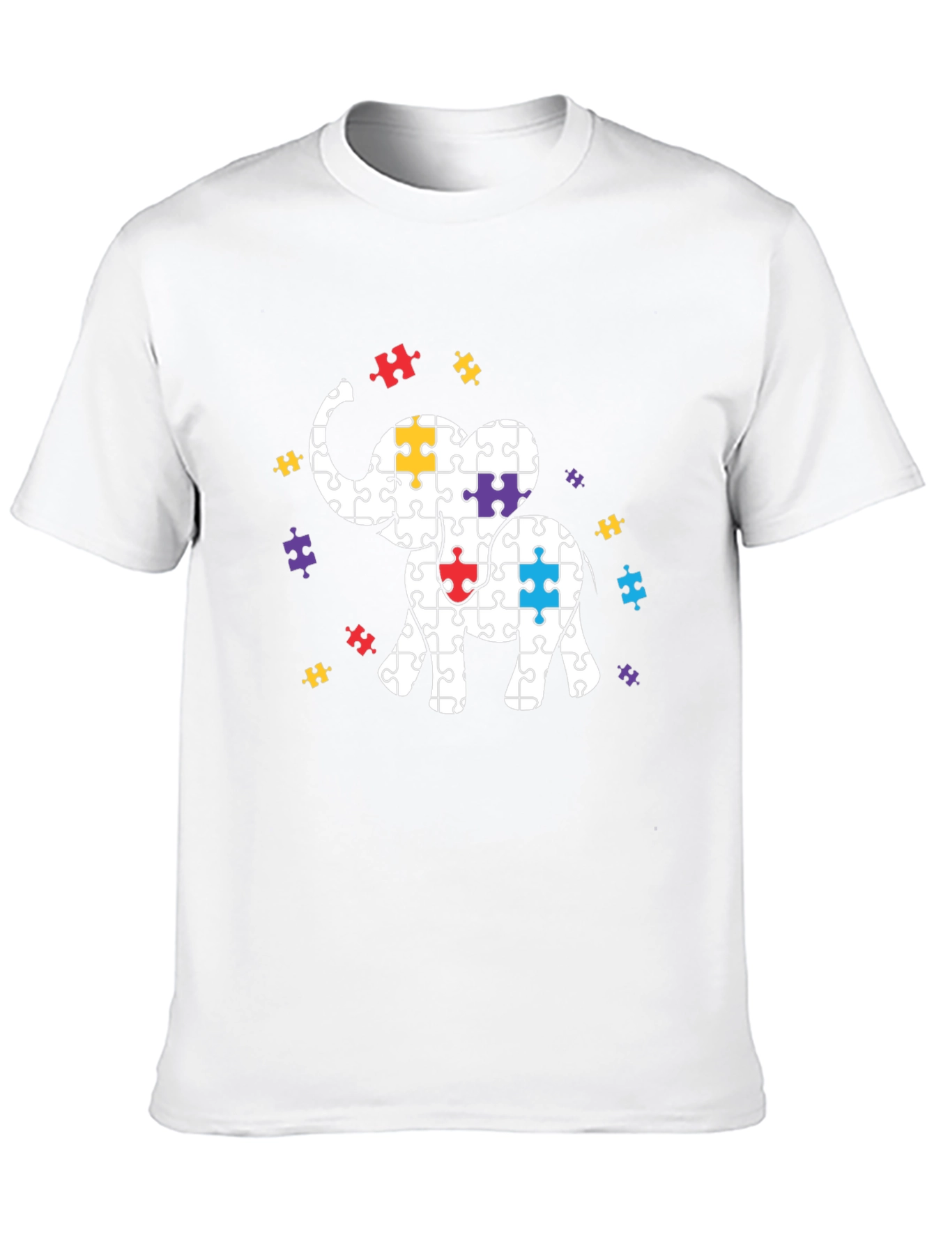 Autism Awareness Puzzle Elephant Graphic Tee - 10