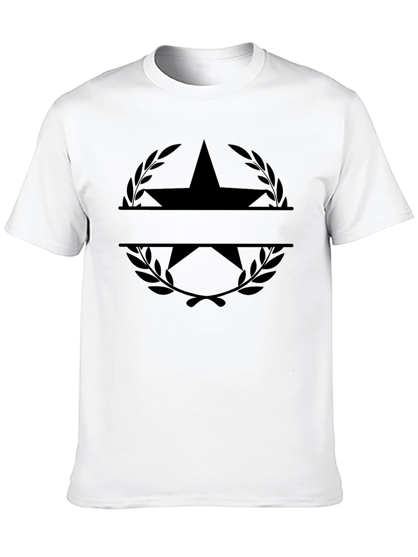 Black Men's Black Graphic Tee - Star & Laurel Wreath view 10