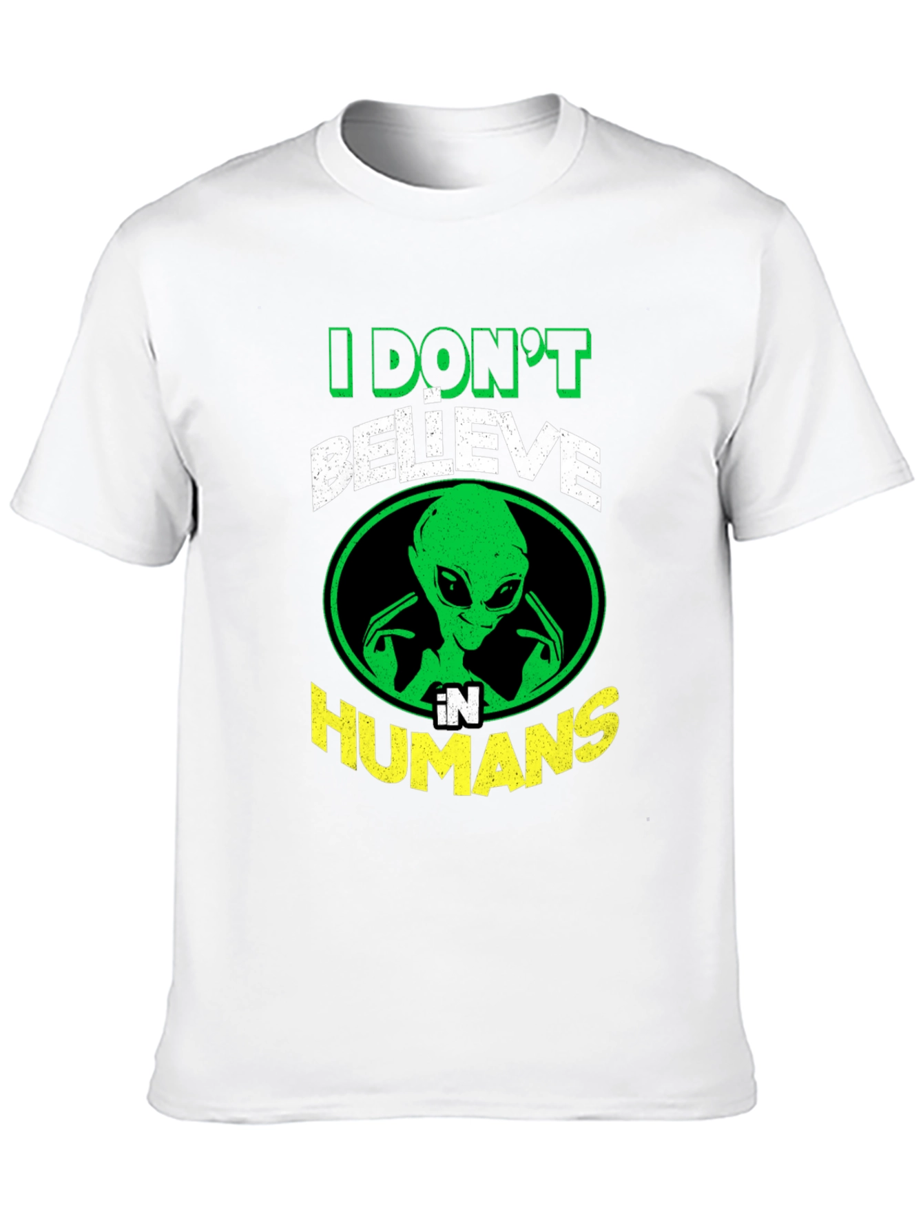 Black I Don't Believe in Humans Alien Graphic T-Shirt view 10