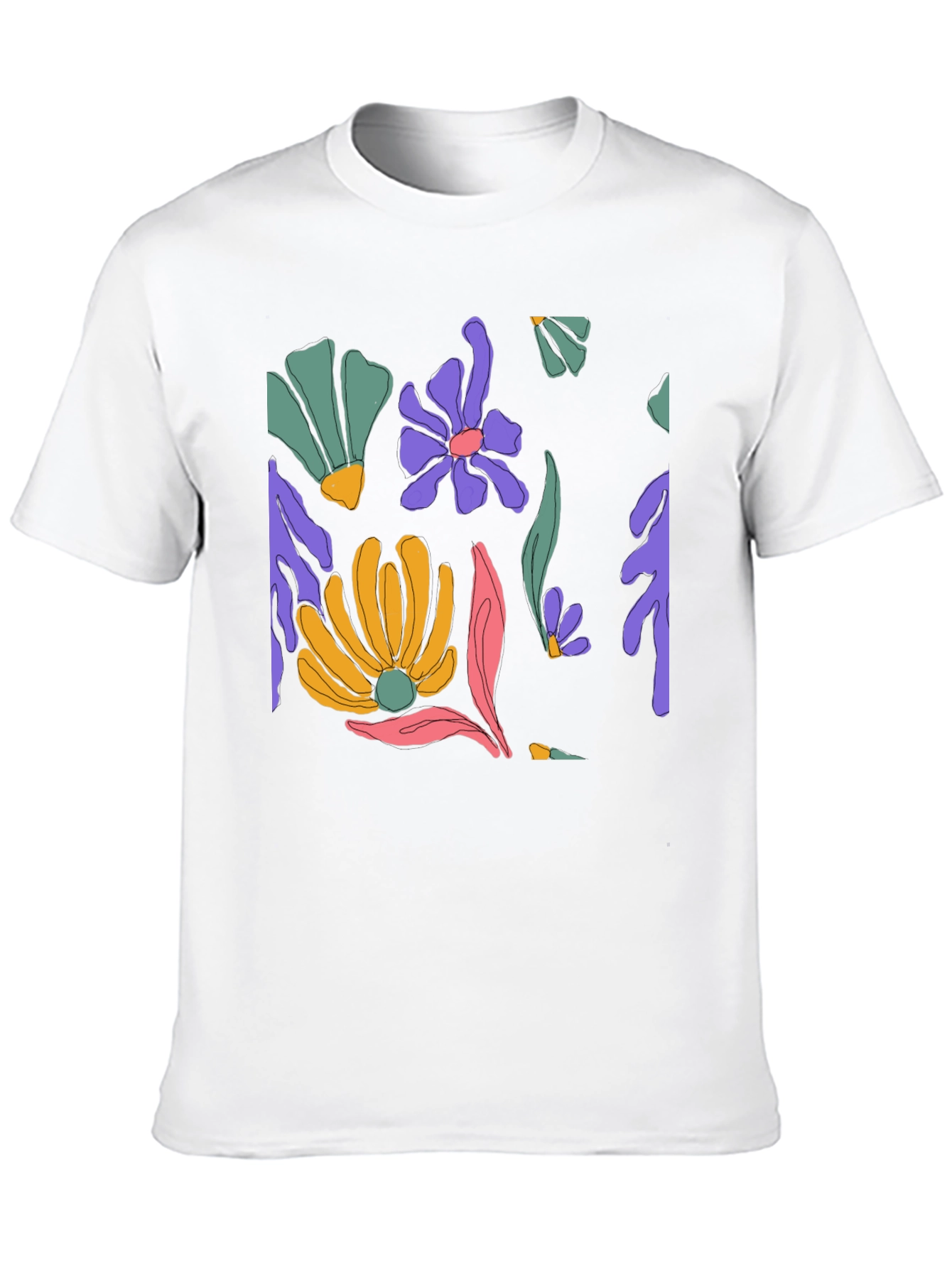 Black Floral Print Black T-Shirt view 10