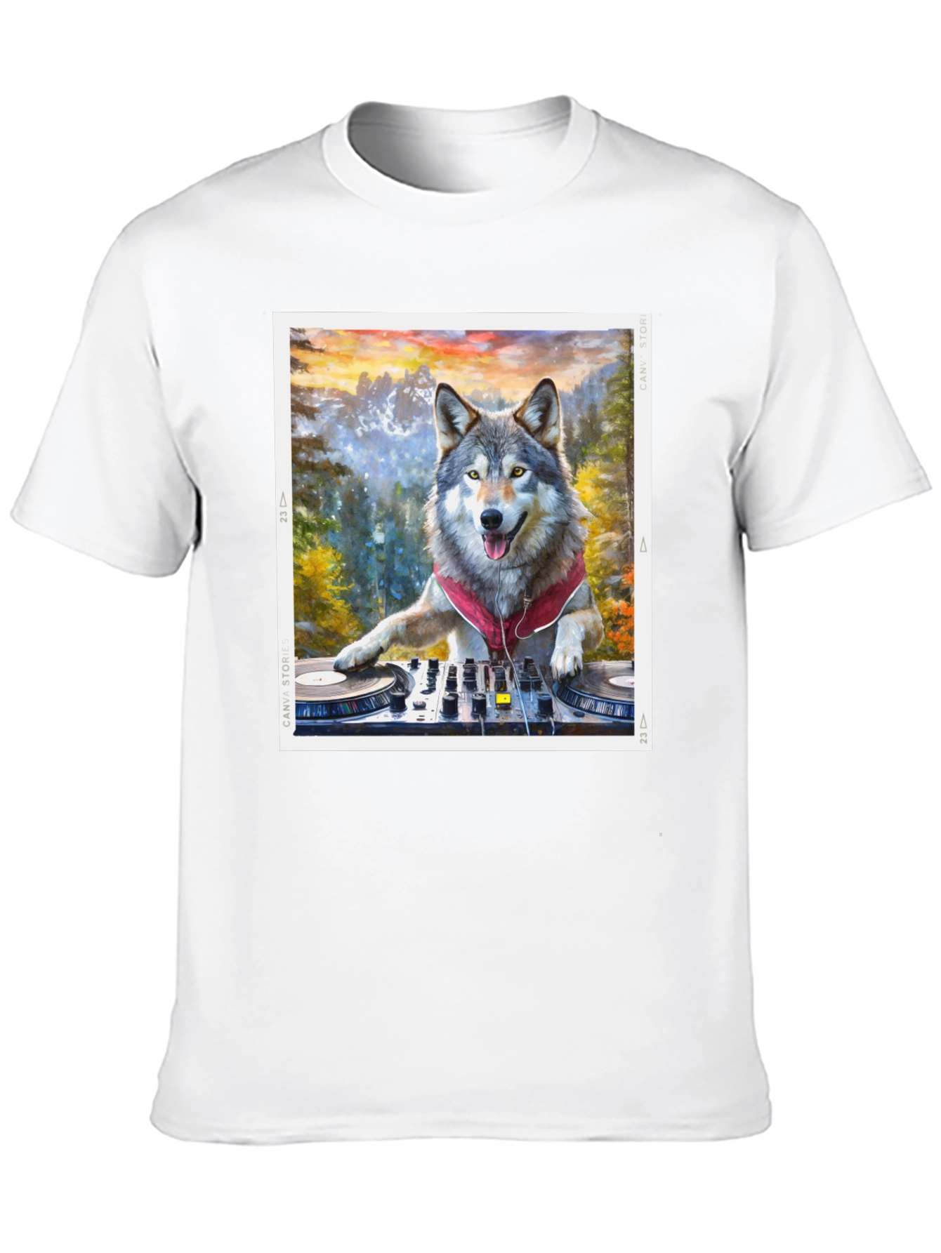 Black DJ Wolf Graphic Tee - Music Lover's T-Shirt view 10