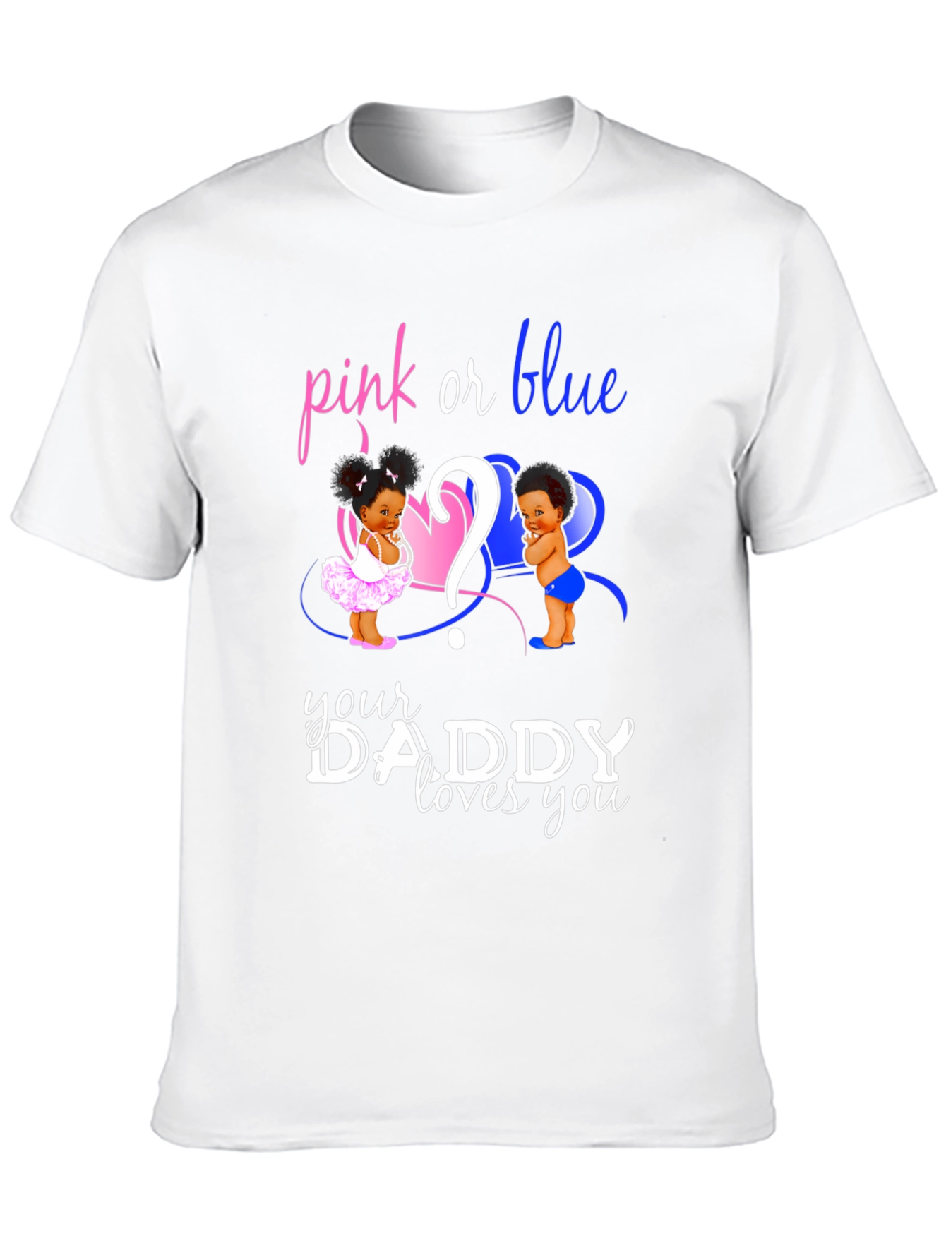Black Pink or Blue Gender Reveal Daddy T-Shirt view 10