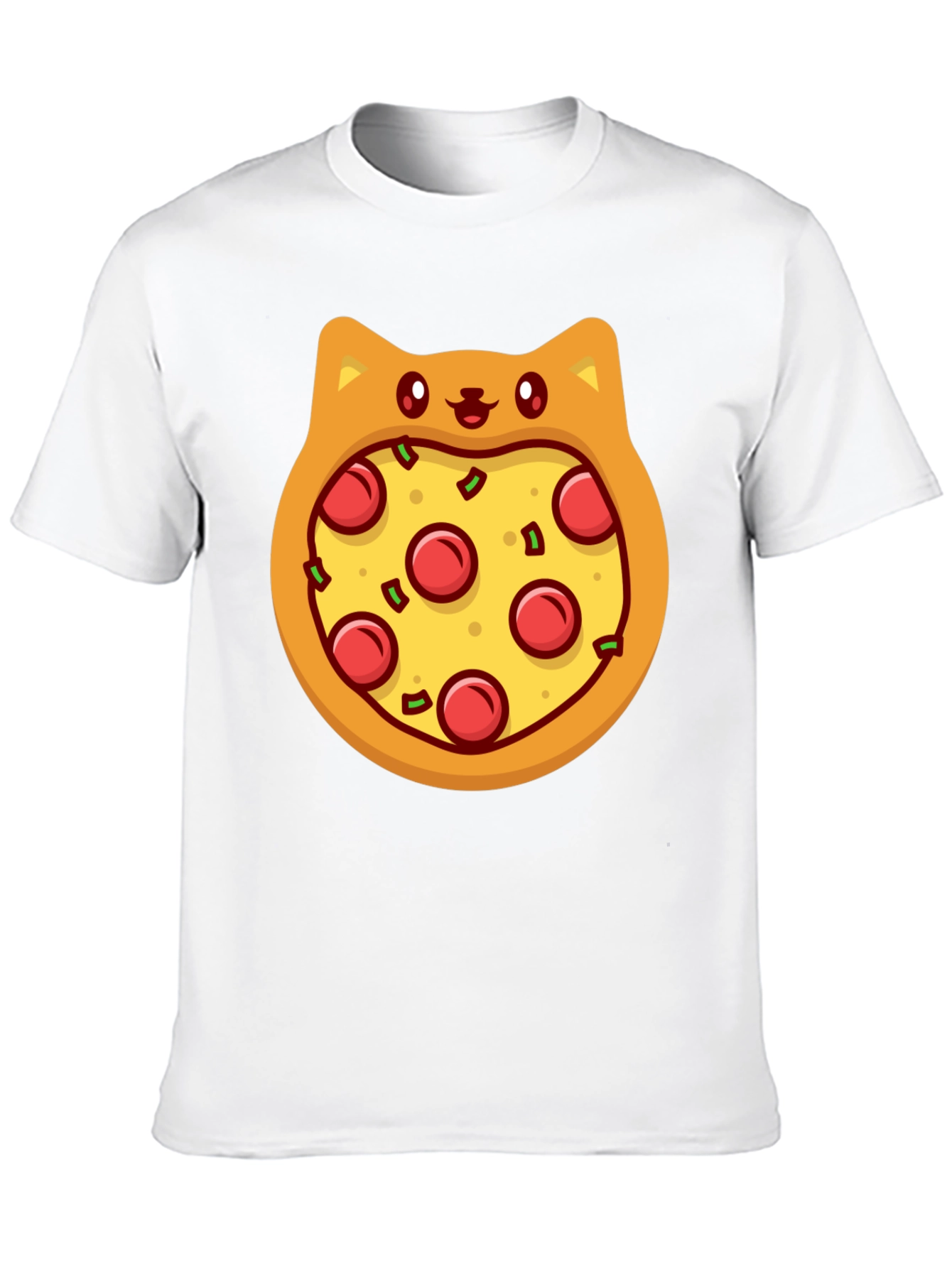Black Pizza Cat T-Shirt - Novelty Graphic Tee view 10