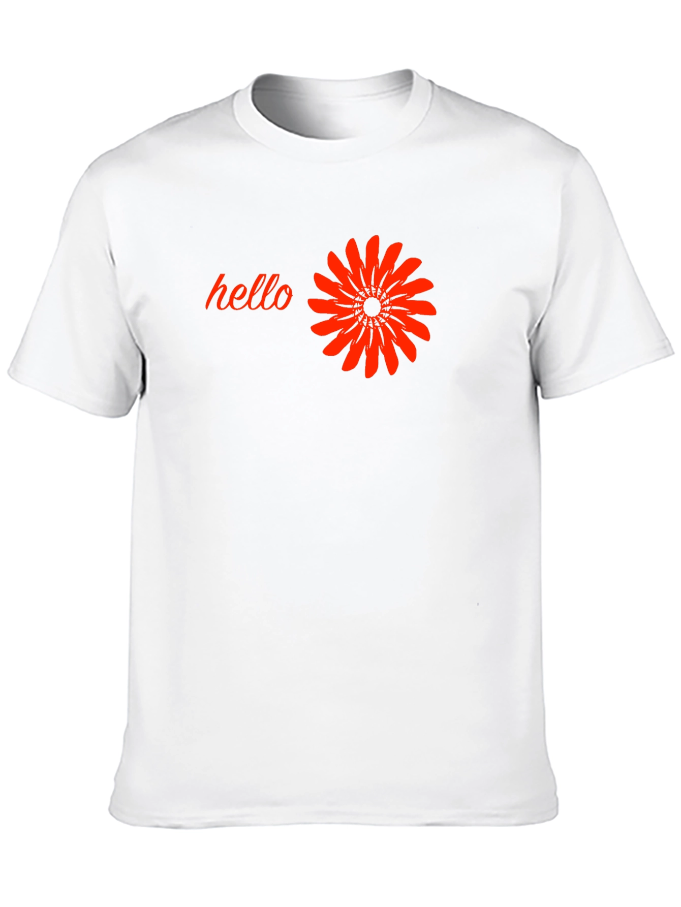Black Black T-Shirt with 'Hello' and Flower Design view 10