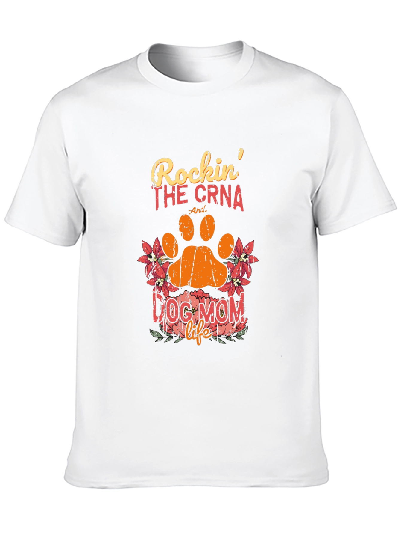 Black Rockin' The CRNA Dog Mom Life Black T-Shirt view 10