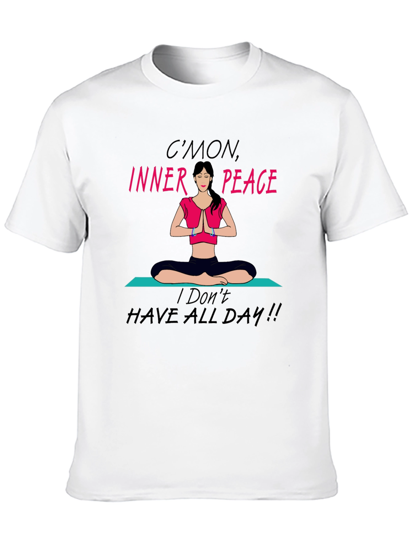 Black Funny Yoga Inner Peace Graphic T-Shirt view 10