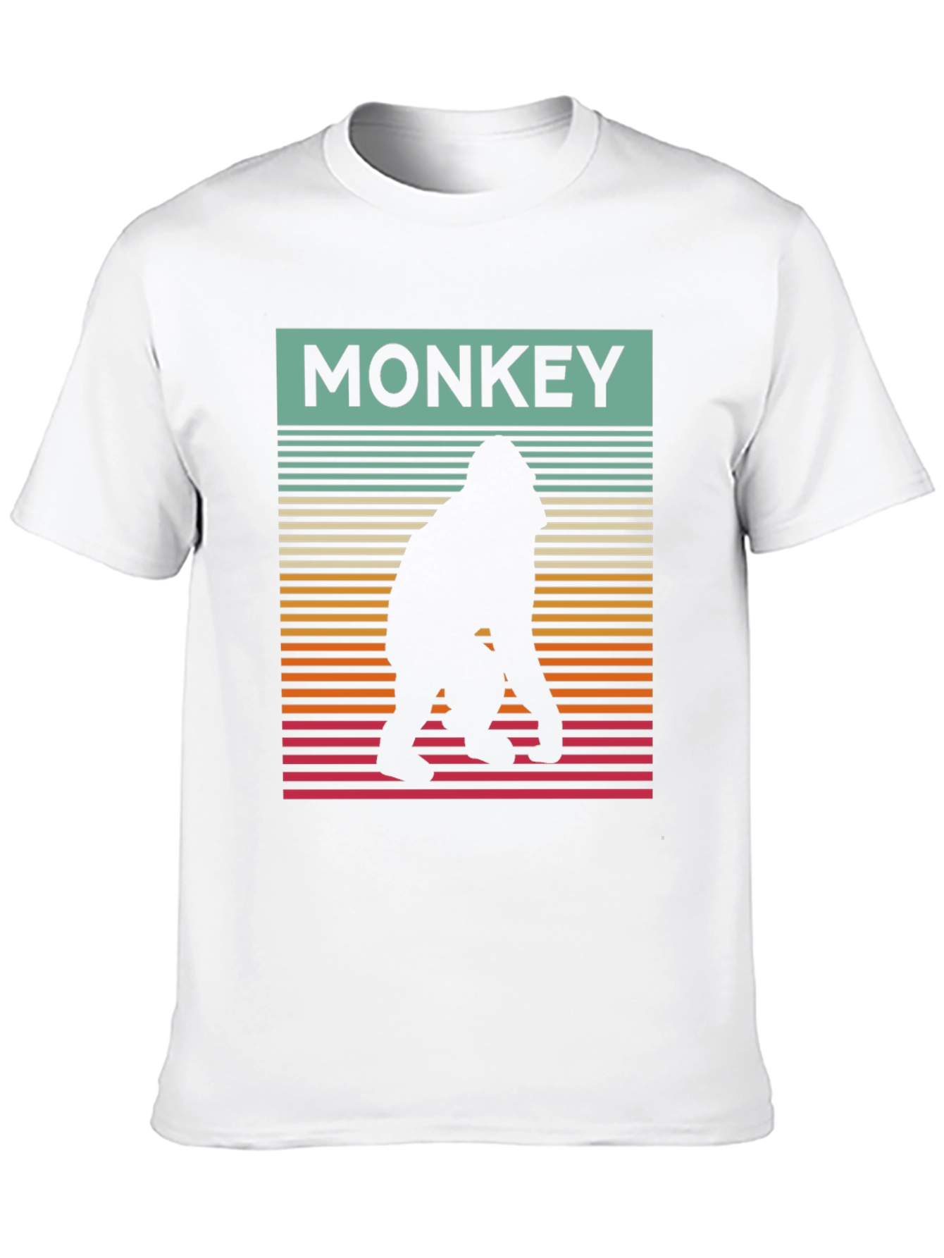 Black Retro Monkey Silhouette Graphic Tee - Cool Casual Wear view 10
