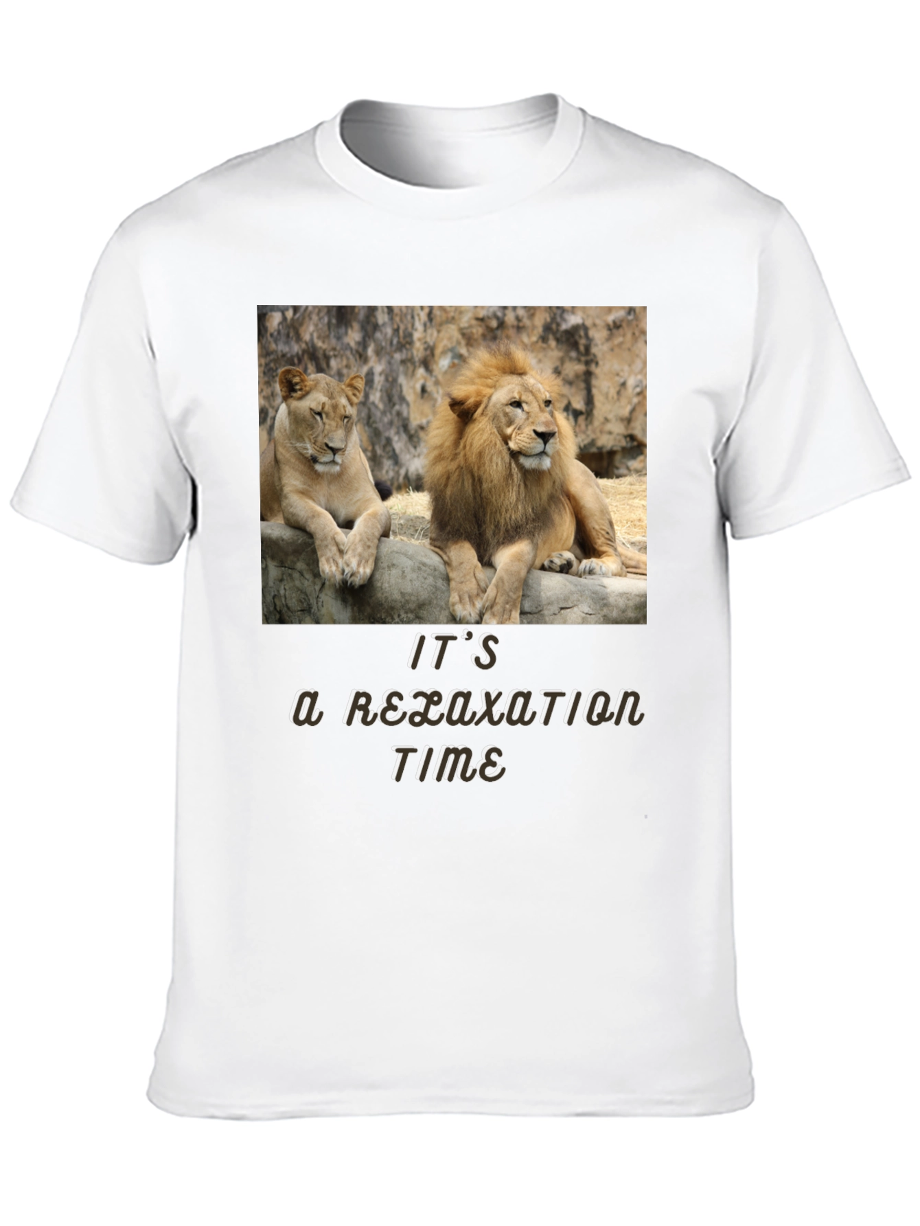 Black Relaxation Time Lion Couple Graphic T-Shirt view 10