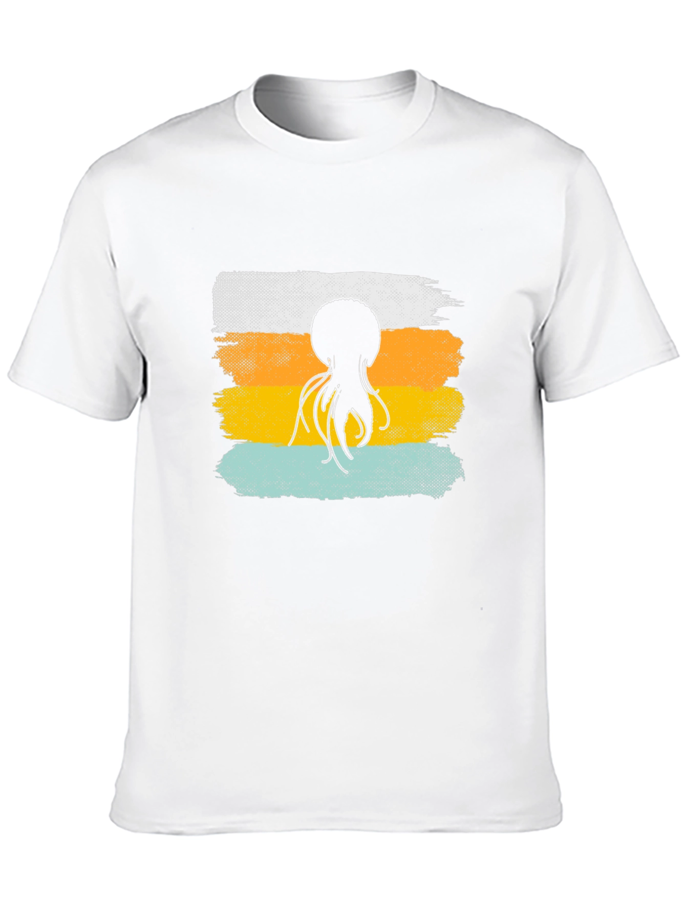 Black Octopus Retro Stripe T-Shirt, Soft Cotton Graphic Tee view 10