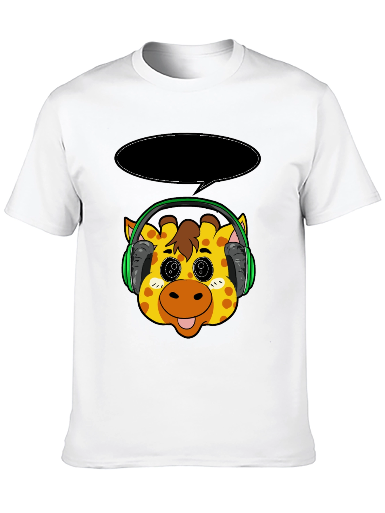 Black Giraffe Headphone T-Shirt - Cartoon Style view 10