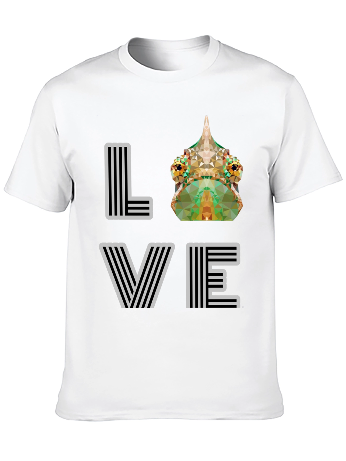 Black Geometric Chameleon 'LOVE' Graphic Tee - Modern Style view 10