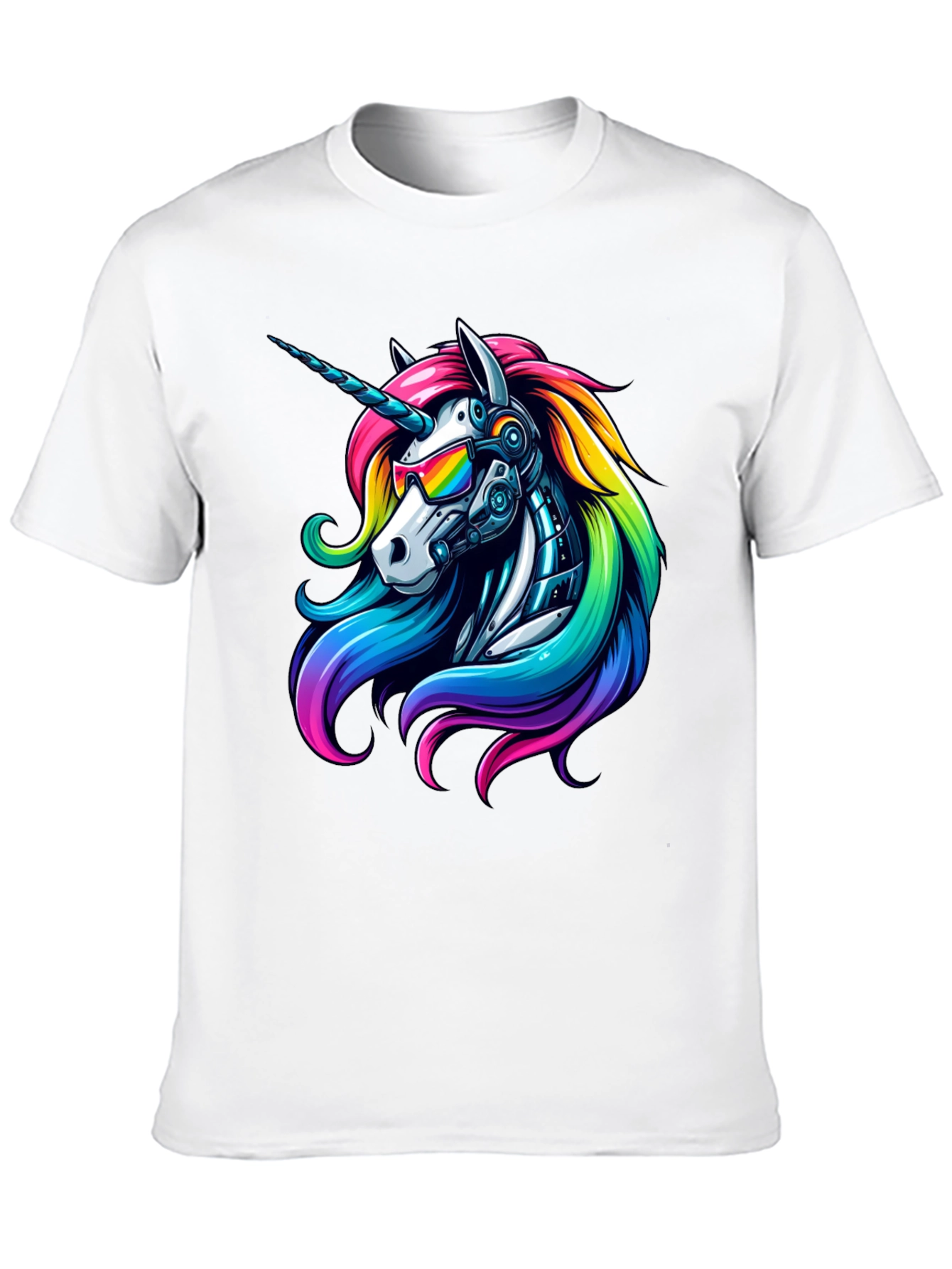 Black Cyberpunk Unicorn Graphic Tee view 10