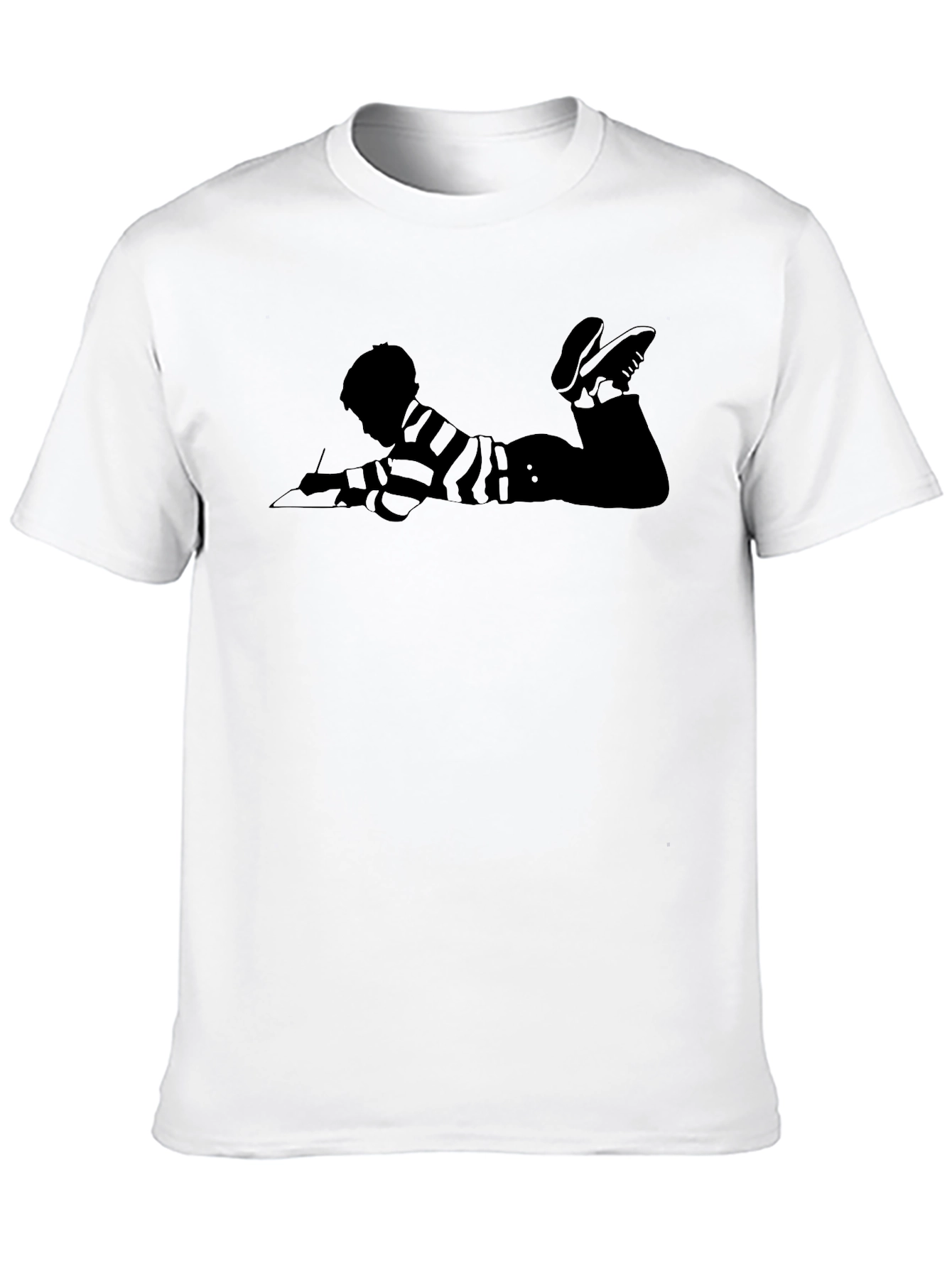 Black Striped Writer Tee - Black Cotton Casual T-Shirt view 10