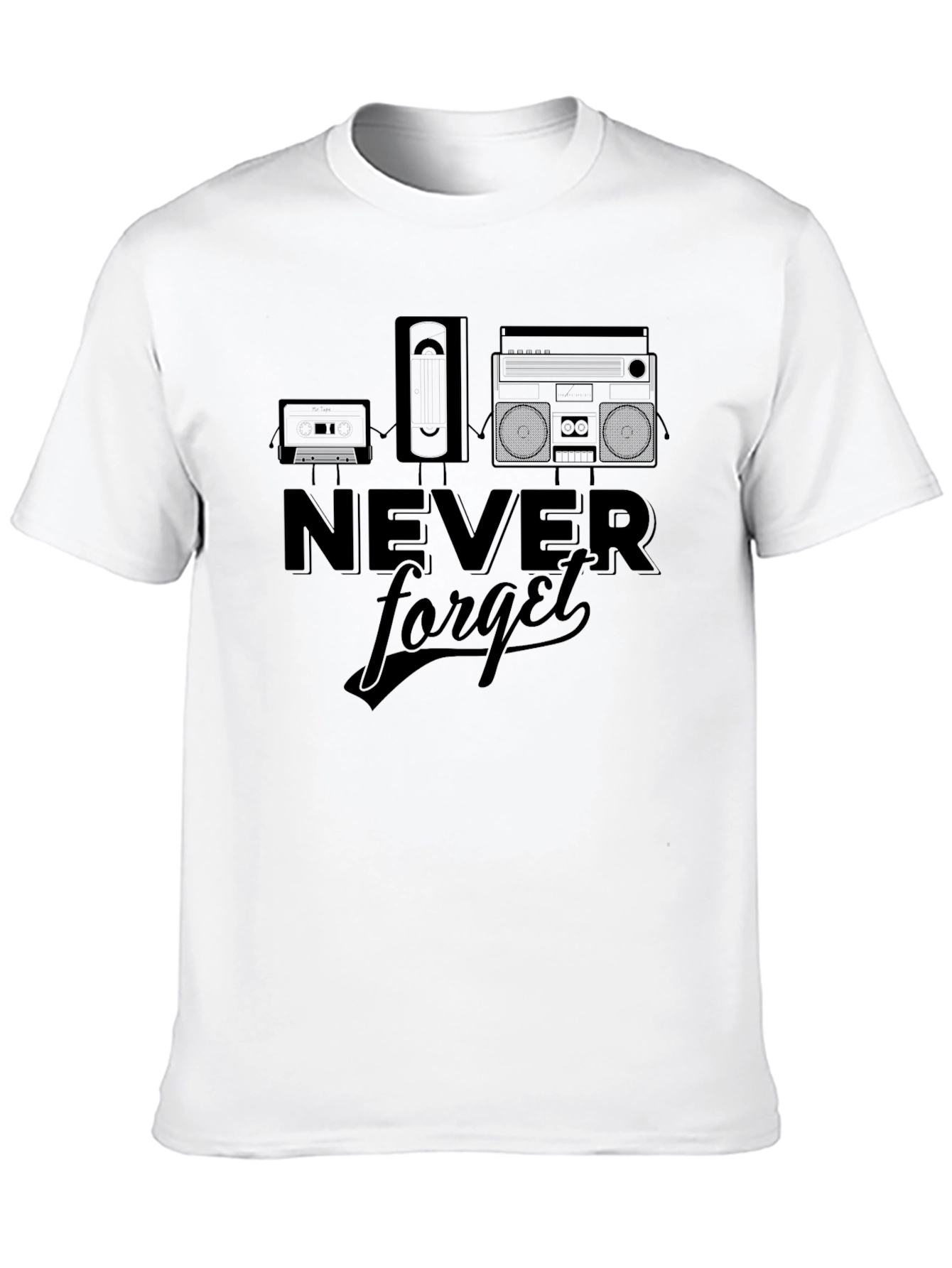 Black Retro Never Forget Black T-Shirt view 10