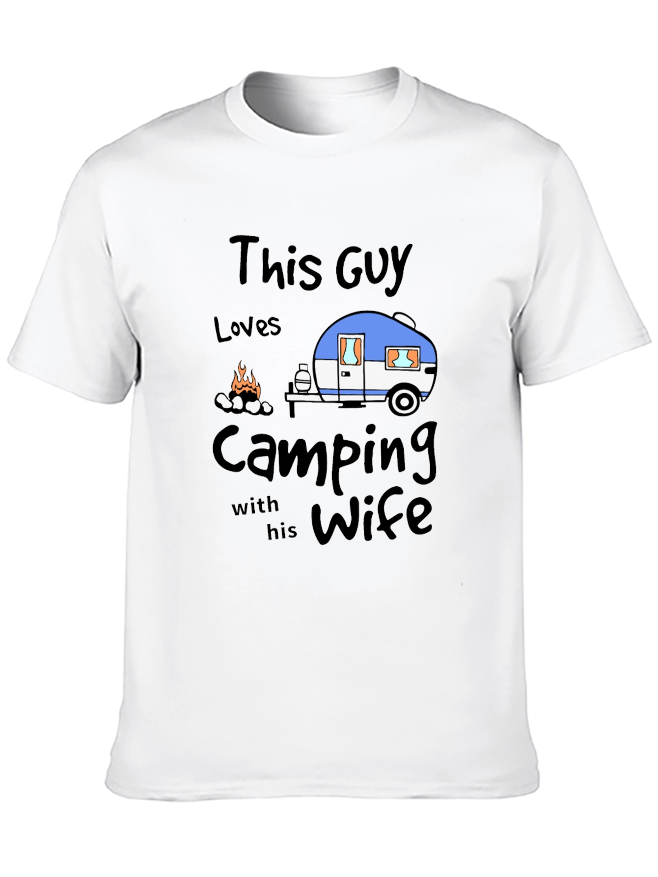 Black Camping with Wife Black T-Shirt view 10