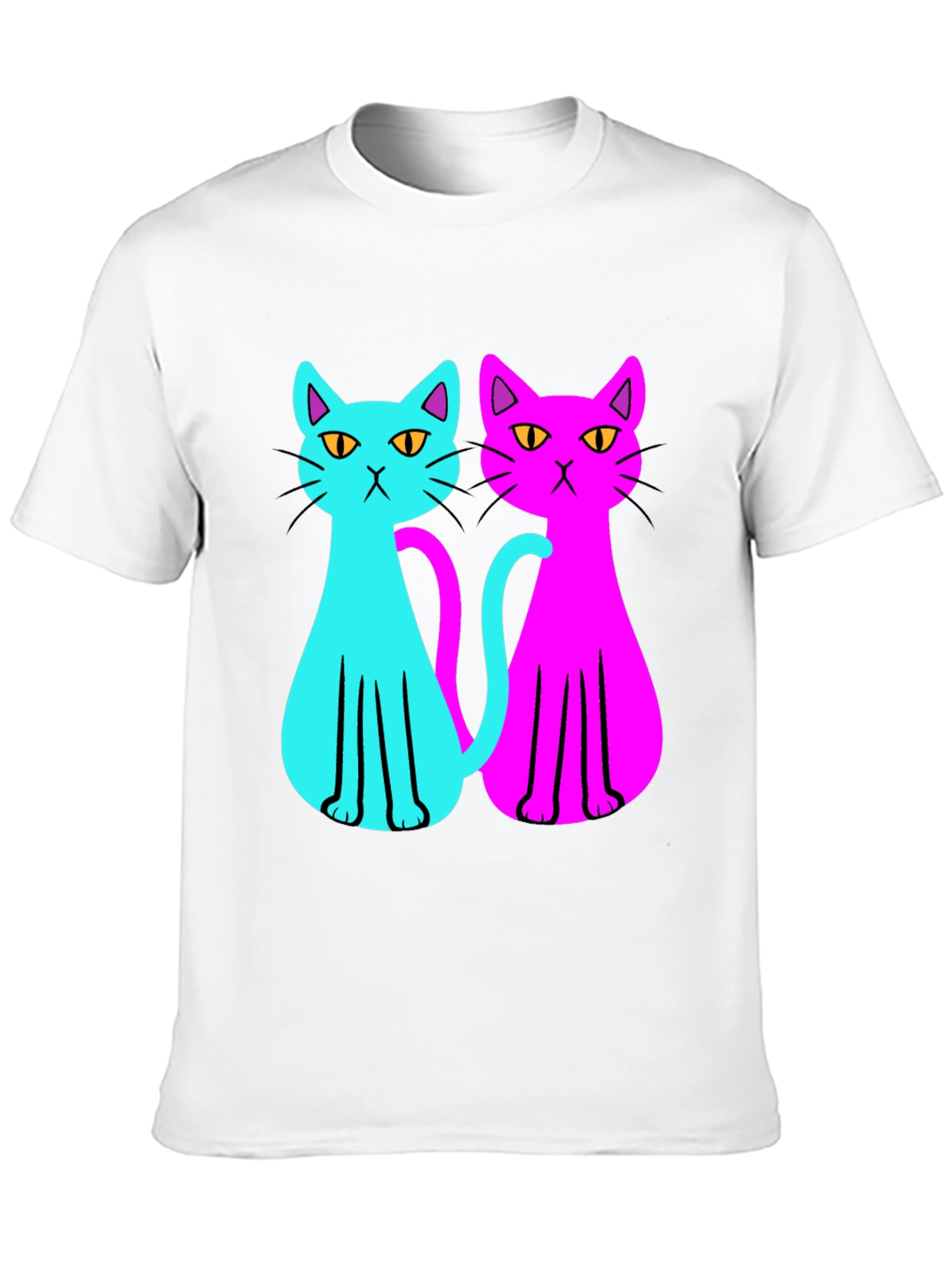 Black Cool Cat Tee: Neon Style view 10