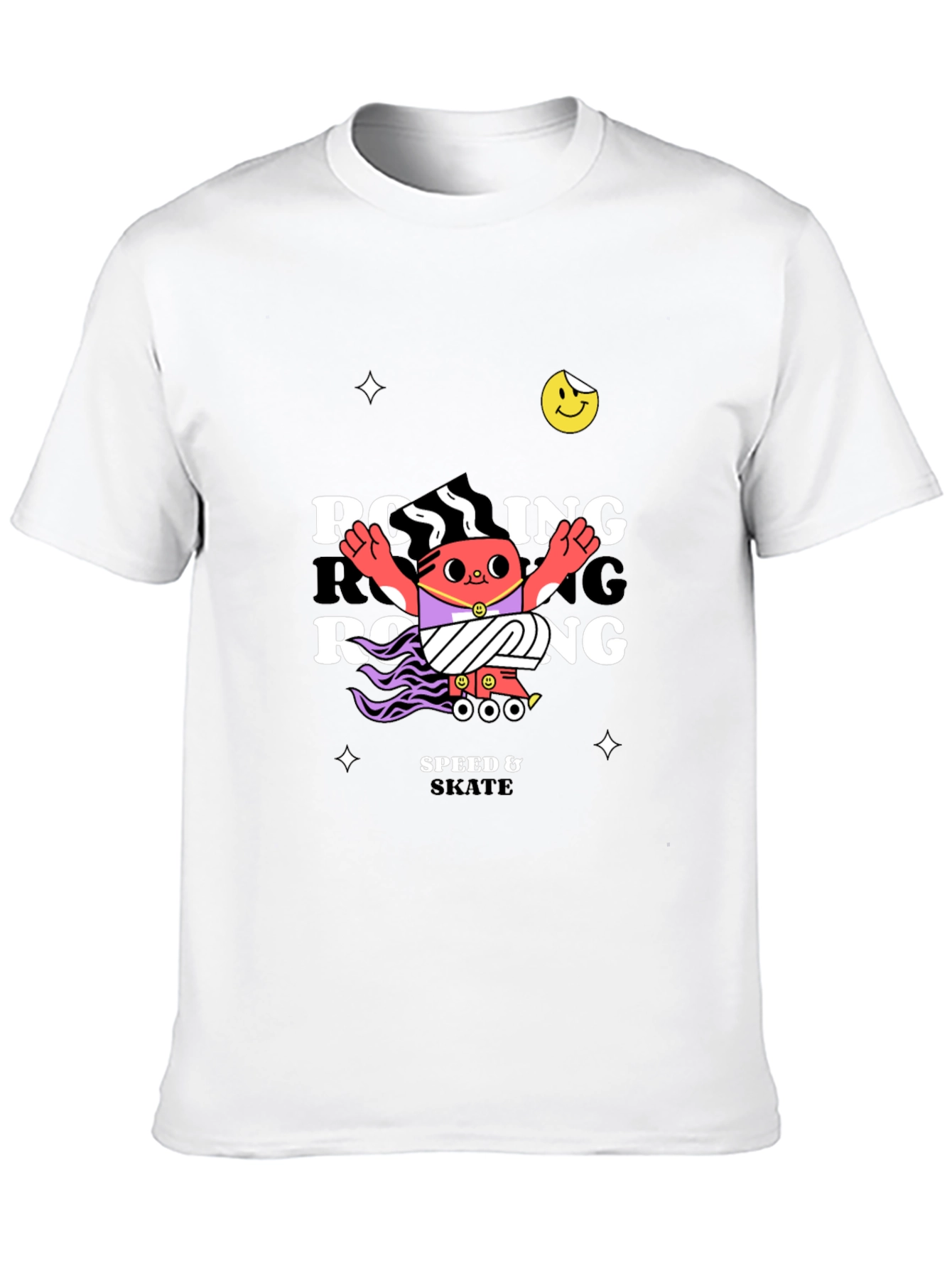 Black Rolling Skate Graphic Black T-Shirt view 10