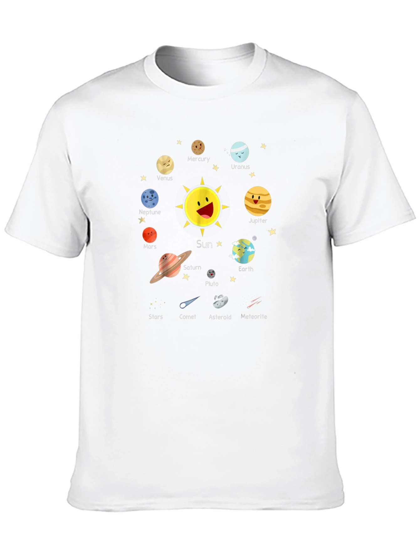 Black Solar System Planets Graphic Black T-Shirt view 10