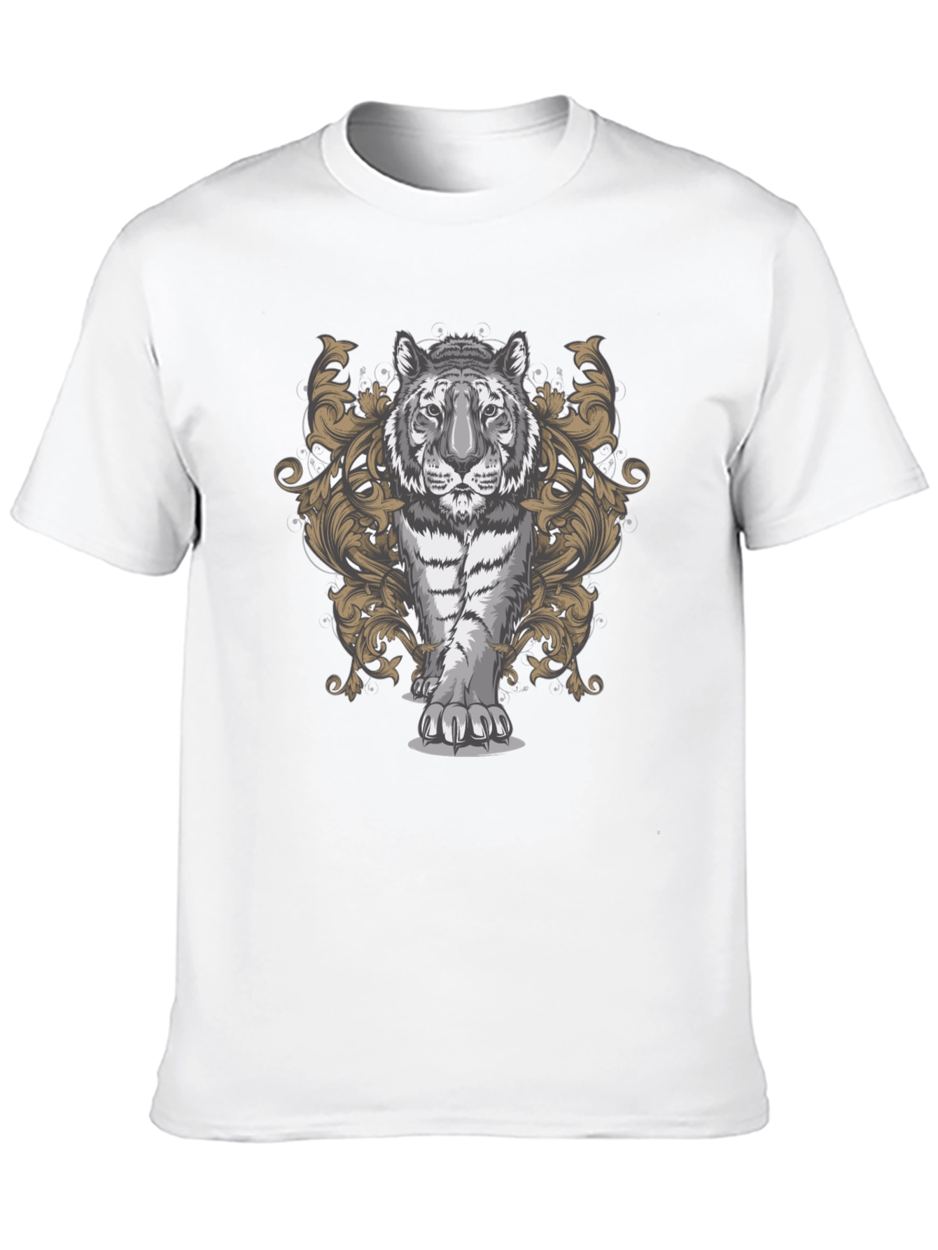 Black Tiger Graphic Print Men's Black T-Shirt view 10