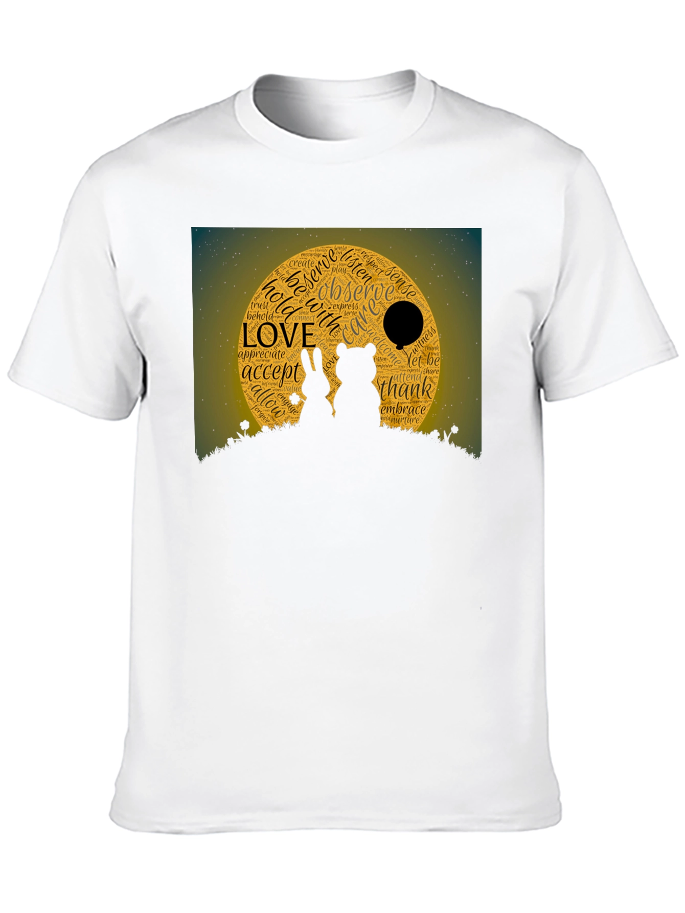 Black Love Word Cloud T-Shirt: Bear & Rabbit Design view 10