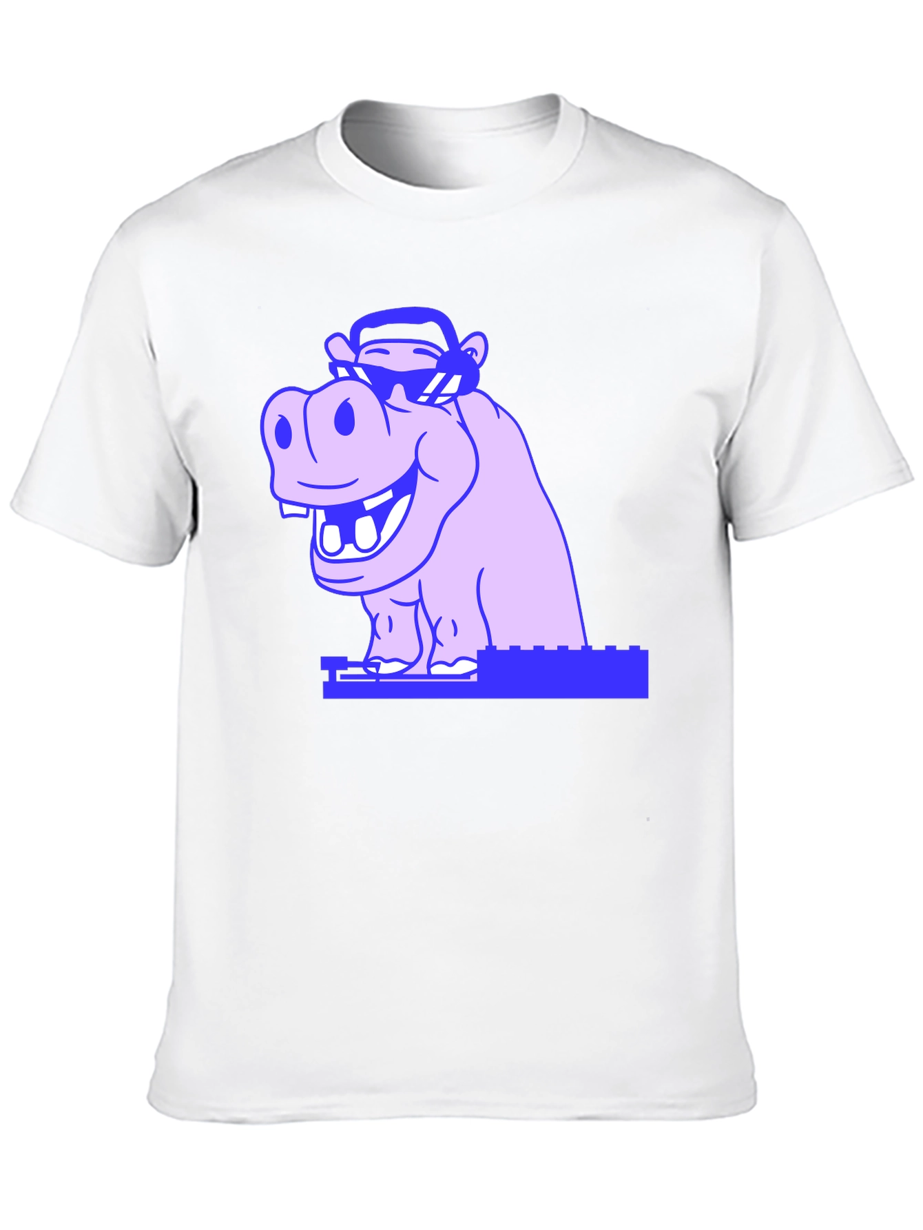 Black Cool Hippo Graphic Tee - Unisex Black T-Shirt view 10