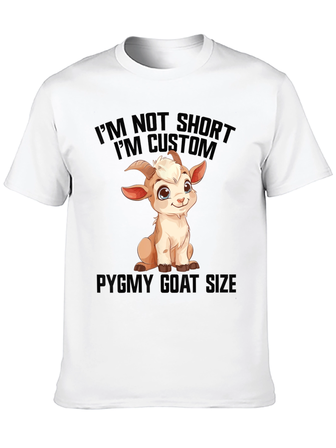 Black Funny Goat T-Shirt - I'm Not Short, I'm Custom! view 10