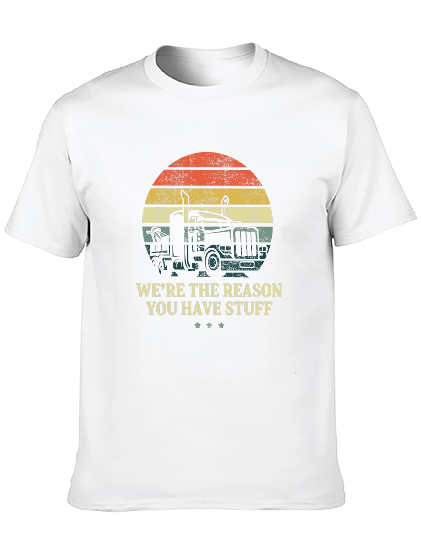 Black Trucker T-Shirt - "We're the Reason You Have Stuff" Design view 10