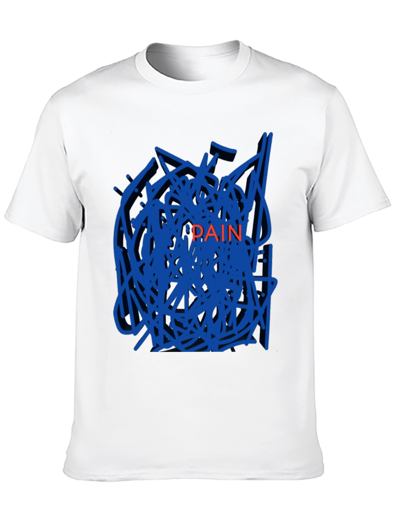 Black Edgy "Pain" Graphic Black T-Shirt view 10