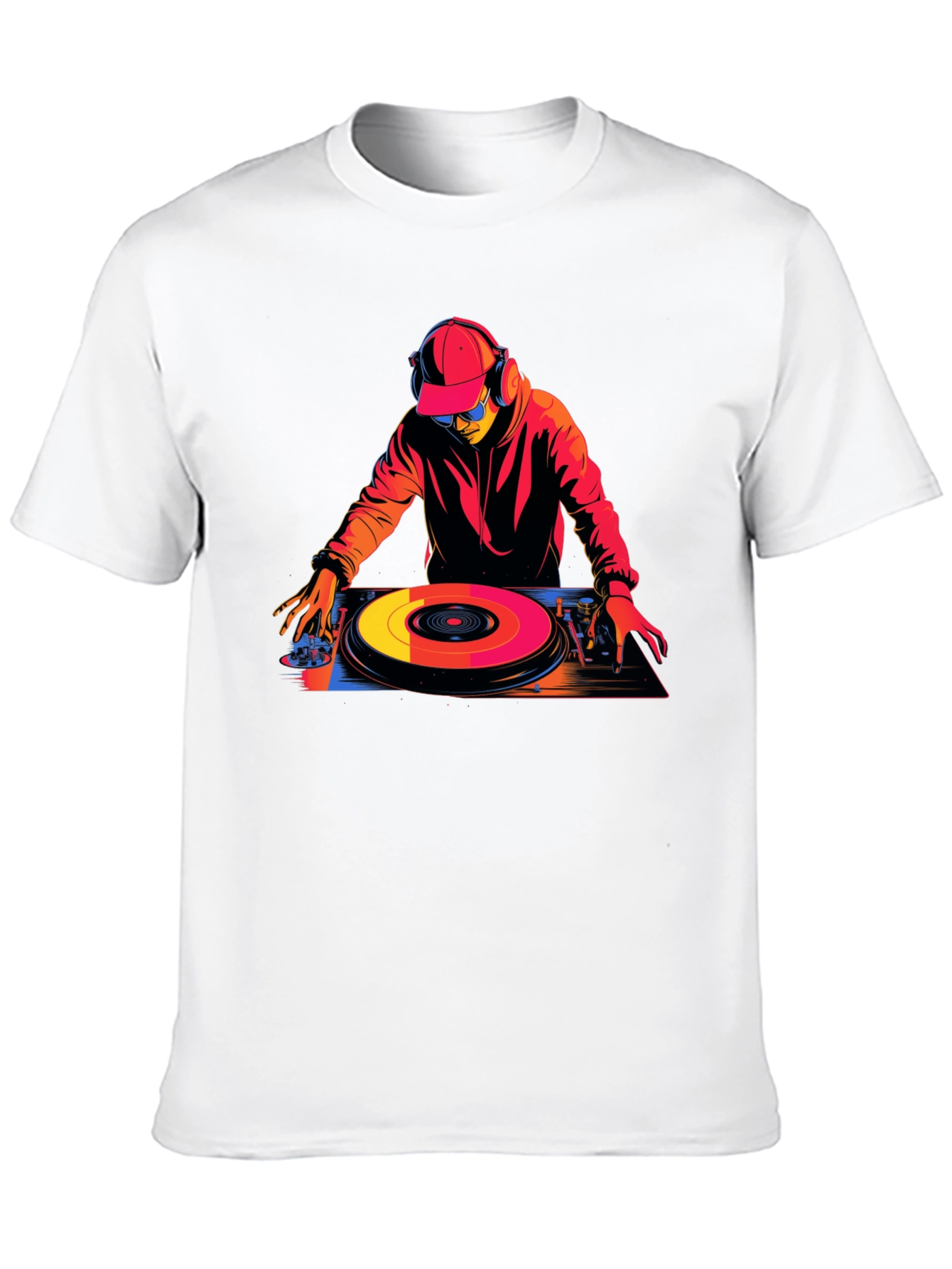 Black DJ Turntable Graphic Tee - Black Cotton Blend T-Shirt view 10