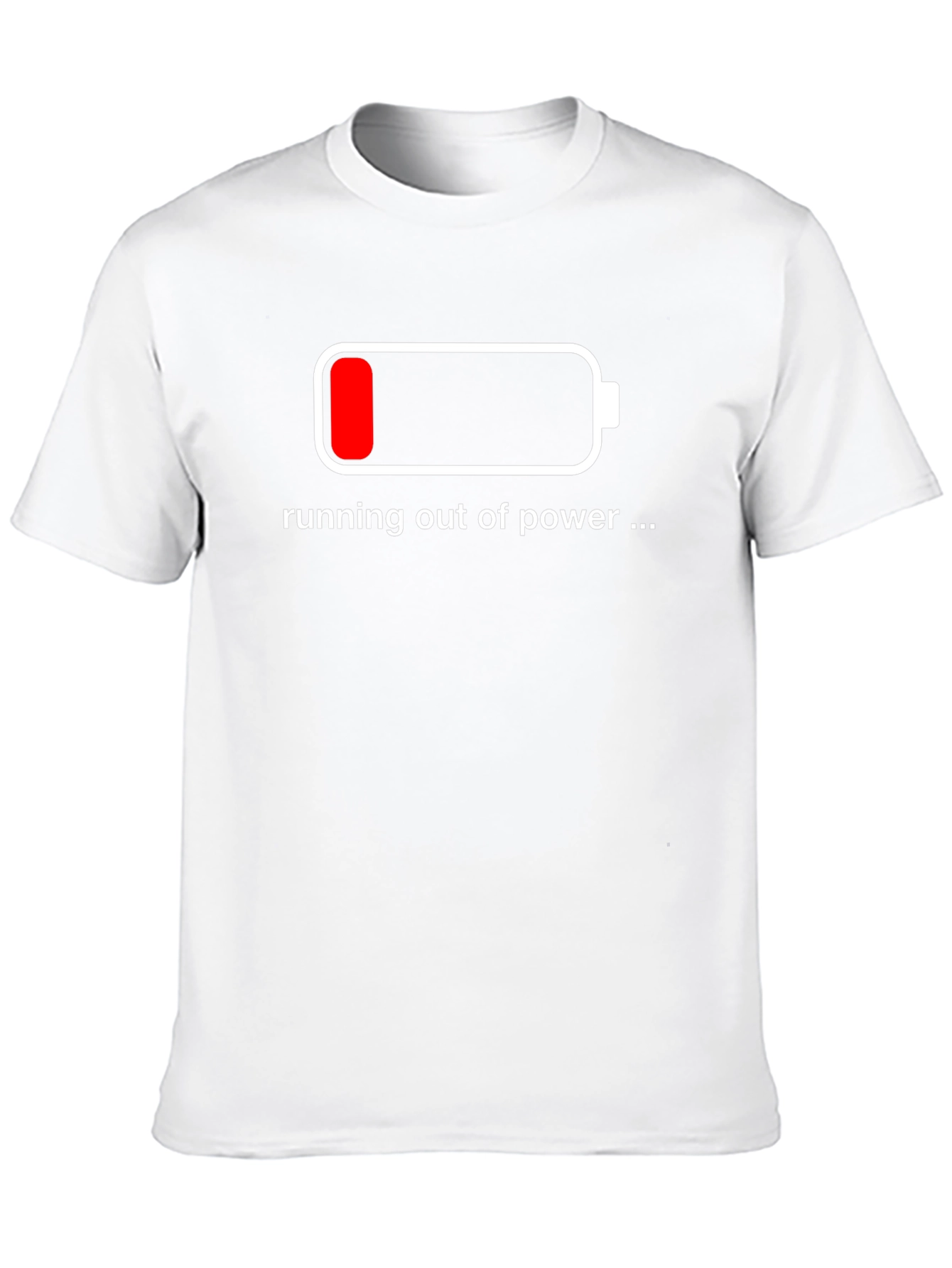Black Running Out of Power T-Shirt - Low Battery Design view 10